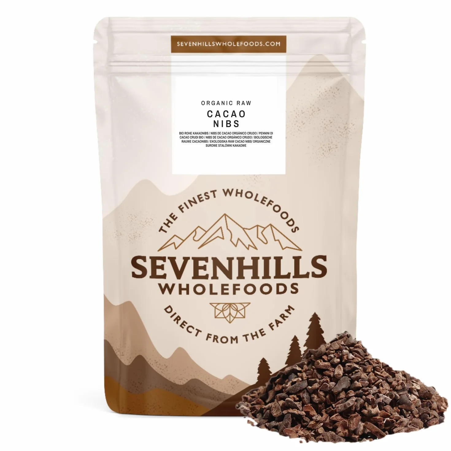 Sevenhills Wholefoods Organiczne Surowe Ziarna (Stalówki Kakaowe) 500g