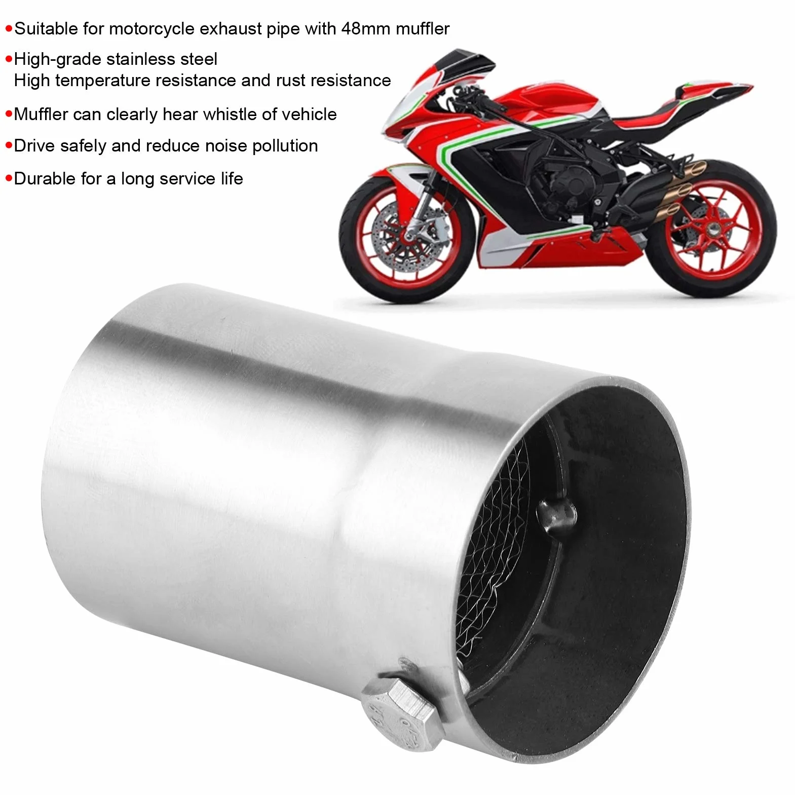 DB Killer do Wydechu Motocykla, Uniwersalna Wkładka Tłumika ze Stali Nierdzewnej 48 Mm z Kluczem, Zawór Redukcji Hałasu do Rury Motocykla