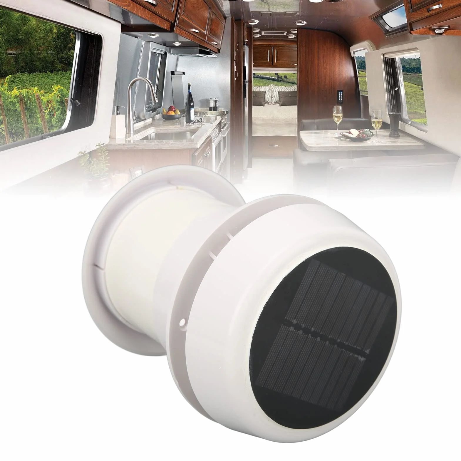 Wentylator solarny RV, wentylator dachowy 12V z siatką ochronną, wentylator wyciągowy do przyczep kempingowych, okrągły otwór wylotowy w kształcie grzybka do łodzi, jachtu, przycze