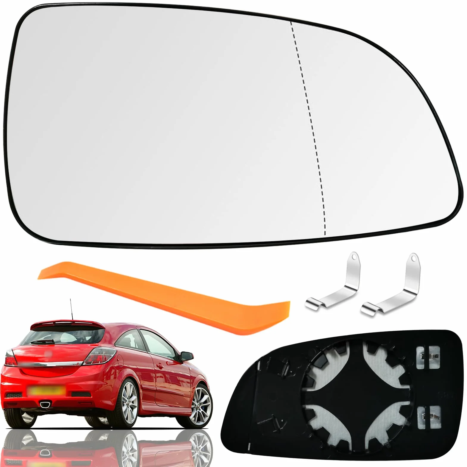Szkło lusterka do Opel Astra H 2004-2009 Prawe sz kło luster ka zewnętrznego Po stronie pasażera Podgrzewane lus terko zewnętrzne Szk ło zamienne do lust erka Asferyczne Szkło lusterka samochodowego