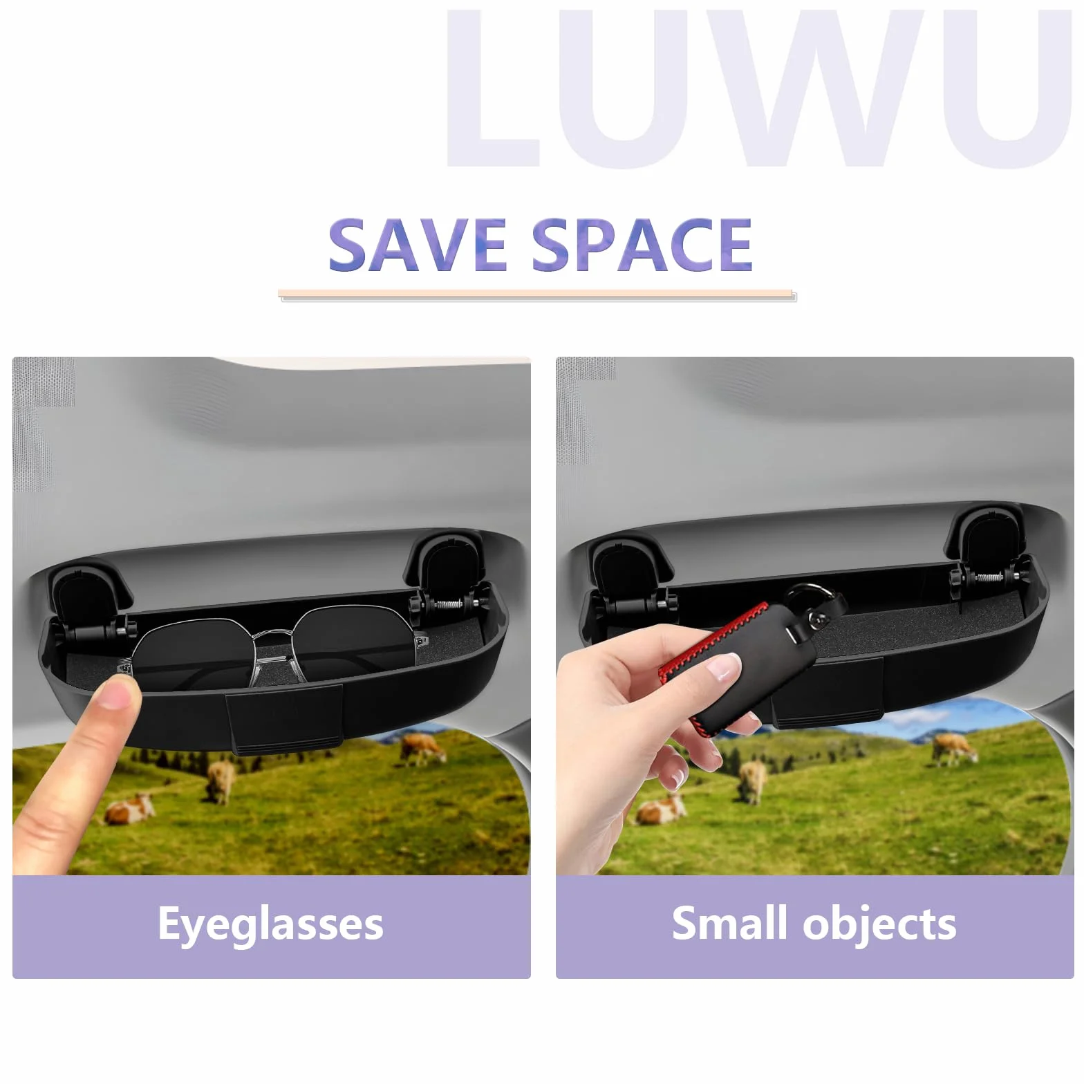 LUWU Pokrowiec na okulary przeciwsłoneczne dla Volv0 XC60 S60 V60 XC90 V90 S90 XC40 C40 2018-2024 Etui na okulary Volv0 M7 M8 Organizer na okulary przeciwsłoneczne do uchwytu do zawieszenia (czarny)