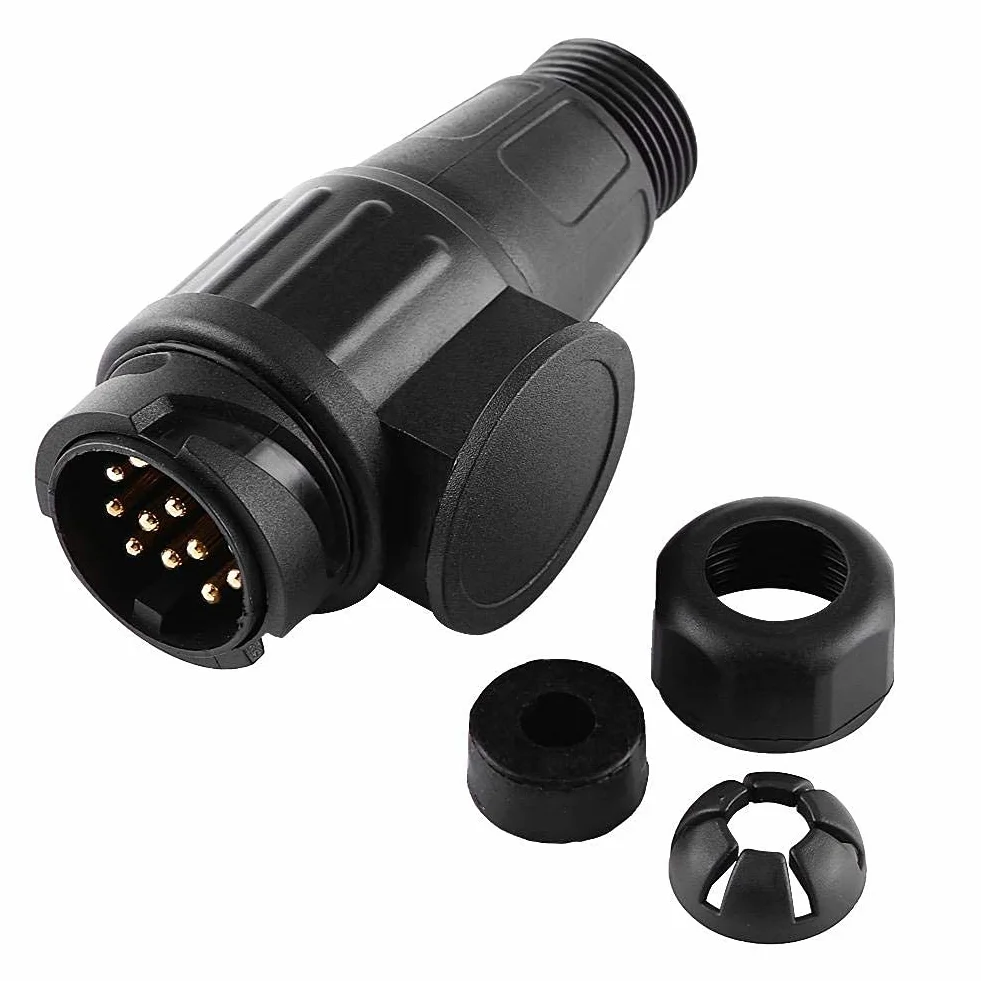 Wtyczka 13-pinowa, 12V 13-biegunowa przyczepa kempingowa Kabel elektryczny Adapter złącza Gniazdo drążka holowniczego