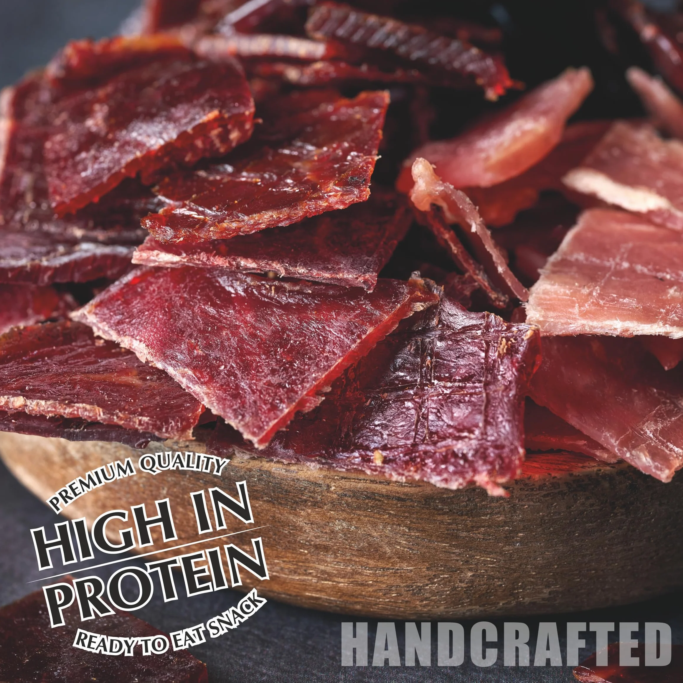 Viking Bites Beef Jerky Mixed box - 400 g (8 x 50 g) – mieszanka suszonej wołowiny, pudełko - 2x Oryginalna, 2x Jalapeno, 2x Barbecue, 2x Teriyaki – Przekąska mięsna o wysokiej zawartości białka