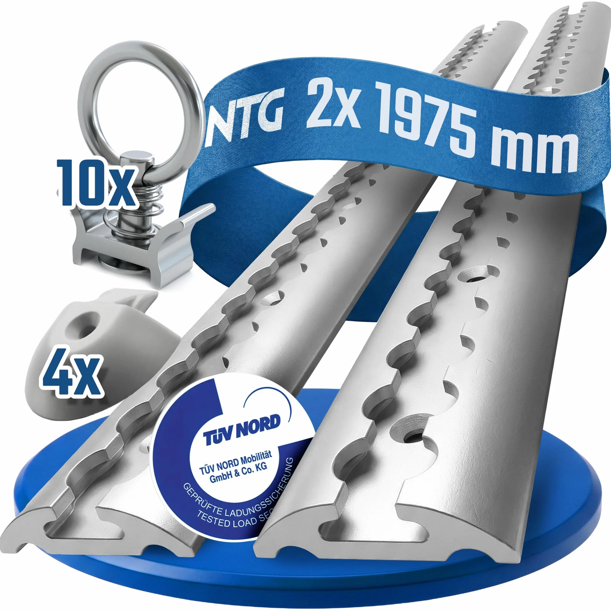 NTG 2 x 2 m aluminiowa szyna lotnicza, półokrągły kształt z otworami z zestawem startowym