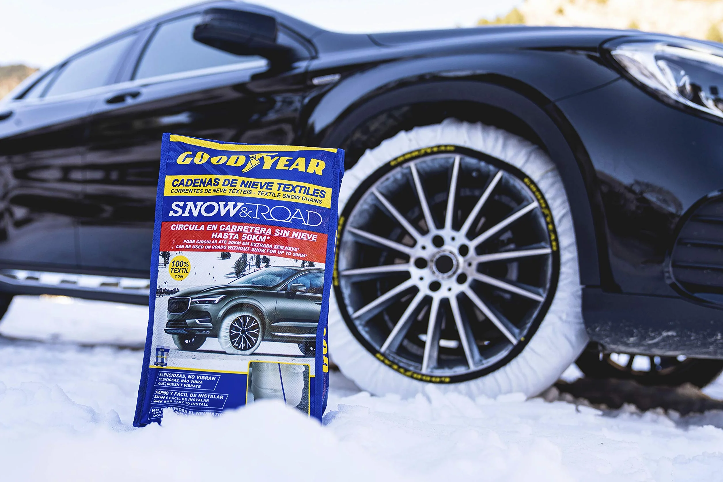Goodyear Zestaw 2 Tekstylnych Łańcuchów Śniegowych do Samochodów Goodyear Snow & Road, Rozmiar XL