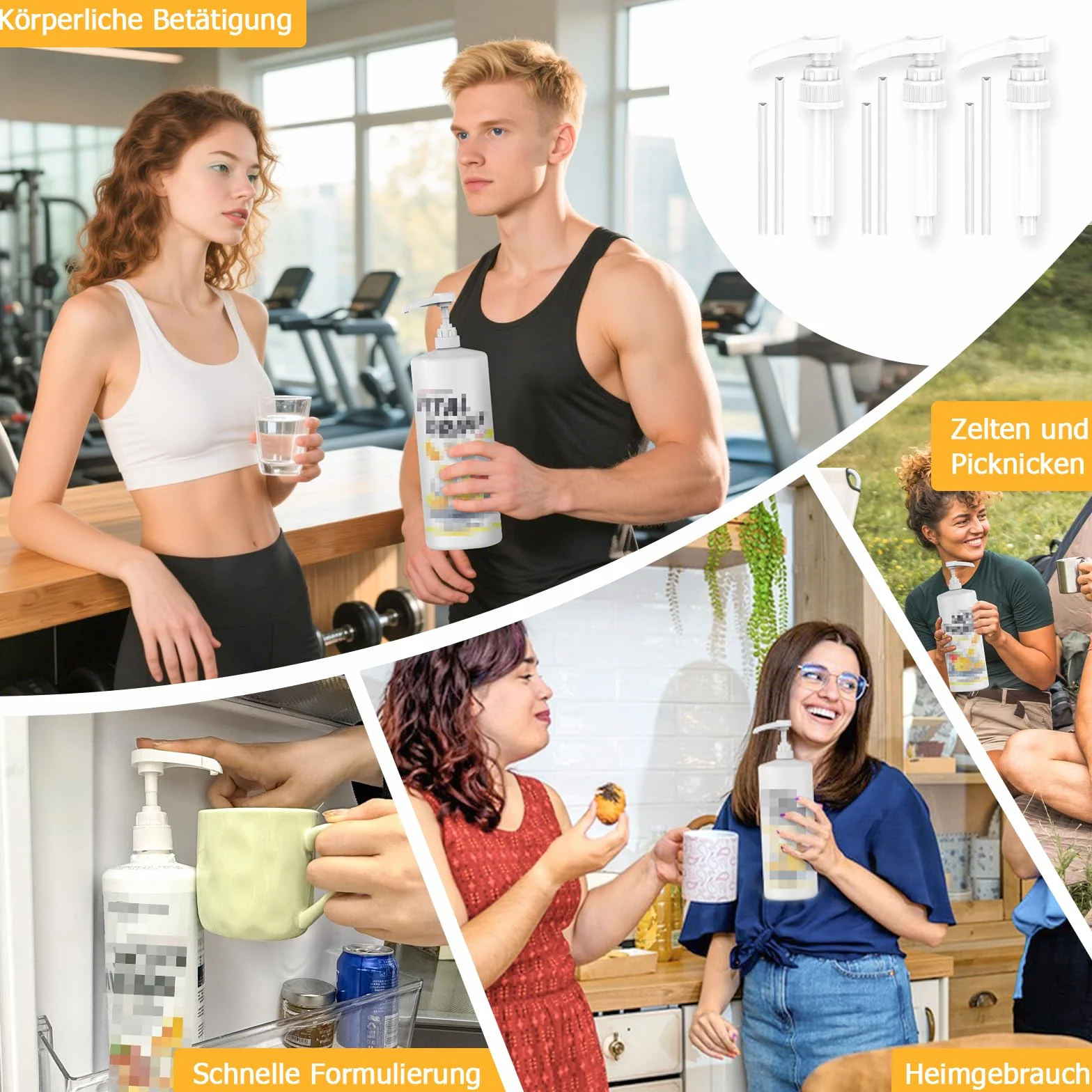 Pompa dozująca Vital Drink 3-częściowa do butelek 500 ml/1000 ml z wężami