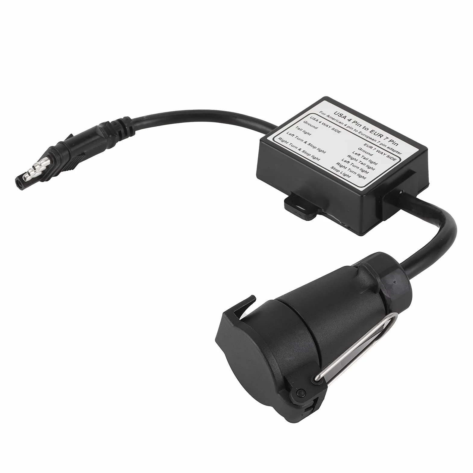 Przewód z wtyczką Przyczepy, Złącze Przyczepy Konwerter światła USA 4-pinowy na EUR 7-pinowy Adapter Stop/rozdzielanie Sygnału Hamowania