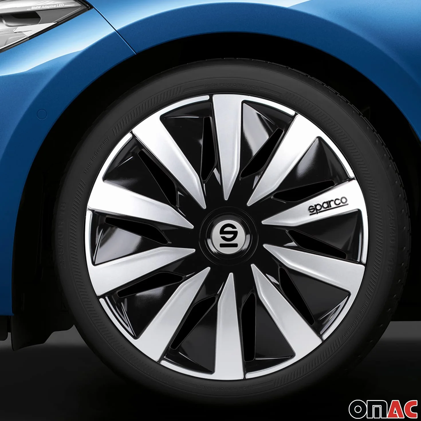 Sparco Komplet Pokrowców Na Koła 4 Koła 16" Cala Lazio SPC1691BKSV Czarny Srebrny