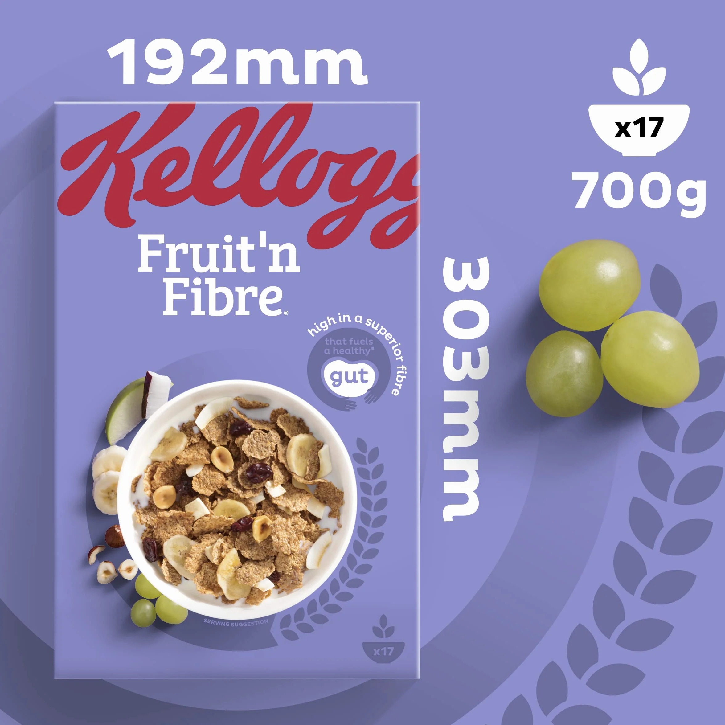 Kellogg's Fruit 'n Fibre śniadaniowe pudełko na płatki śniadaniowe, 700 g