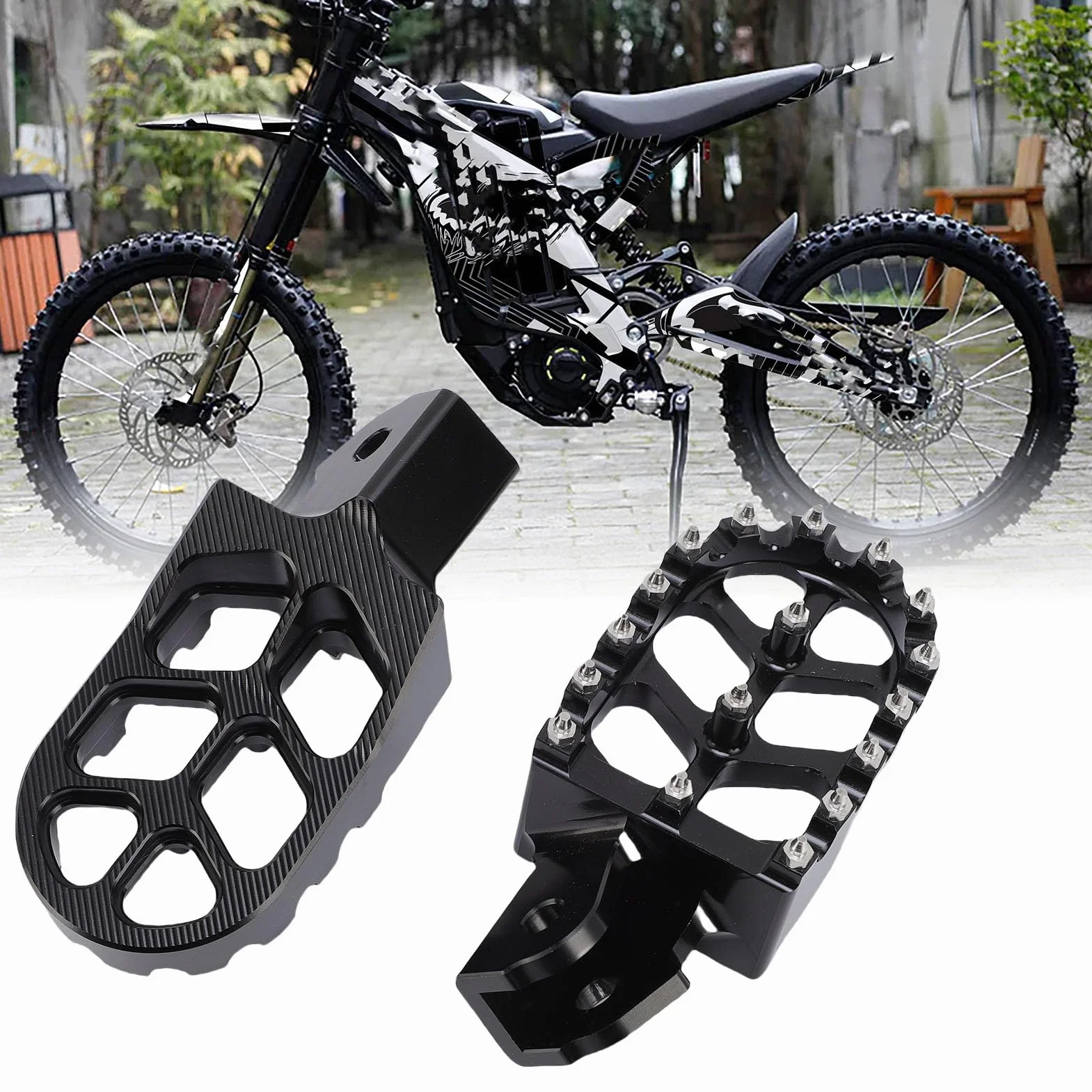 Asixxsix Dirt Bike Foot Peg, Aluminiowe Pedały Pedals Dirt Rower Footrest Wymienca Surron Light Bee X, Pedals Motorcycle Footpegs, Ulepszone Wrażenia z Jazdy (BLACK)