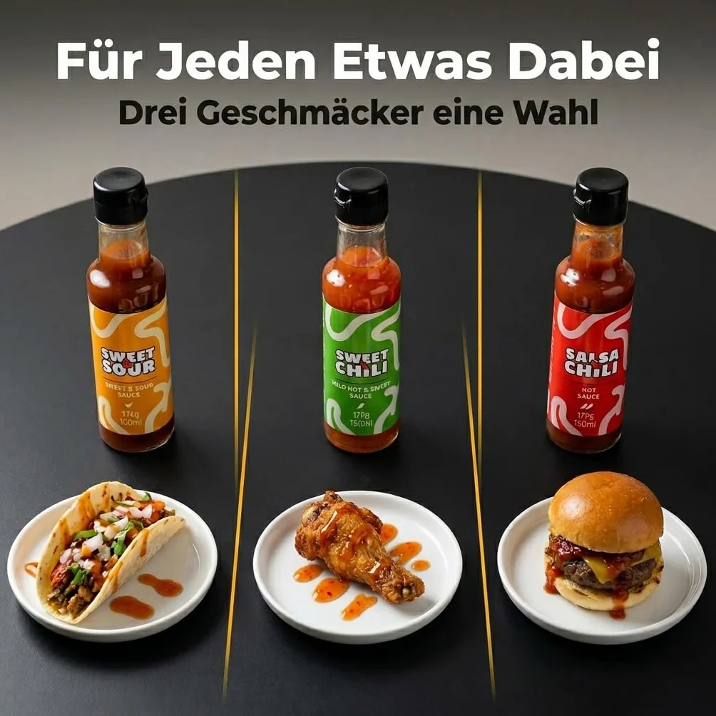 3-częściowy zestaw sosów grillowych, sosy pikantne od łagodnego do bardzo ostrego sosu chili, łagodny sos mango, pikantny sos z czerwonej papryki, ostry sos pieprzowy Chipotle, zestaw upominkowy