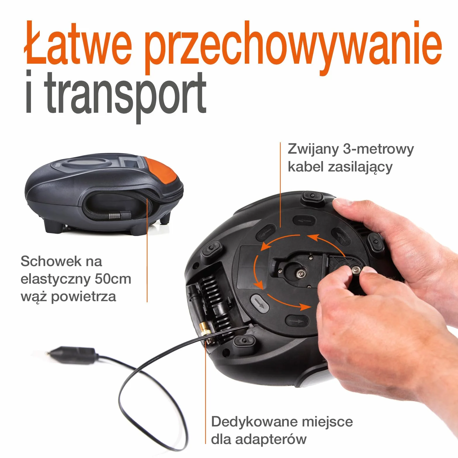 OSRAM TYRE inflate 200, Szybki kompresor do opon ze zwijanym kablem, OTI200, 11,1 V