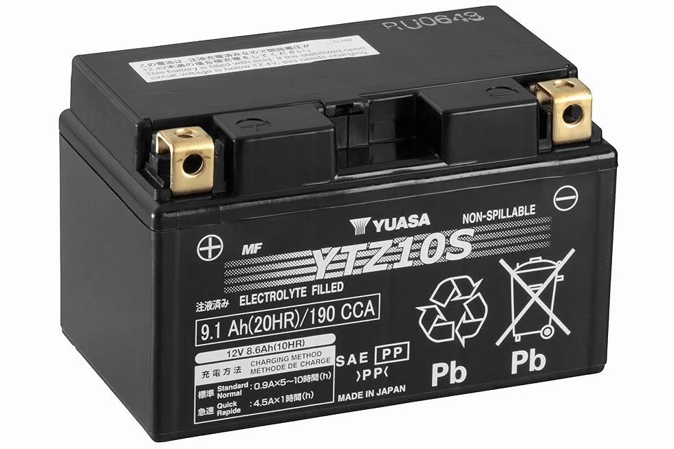 Akumulator motocyklowy Yuasa YTZ10S AGM - Bez konserwacji - 12 V 8 Ah - Rozmiar: 150 x 87 x 93 mm kompatybilny z YAMAHA YZF-R1 LEV 1000 2006