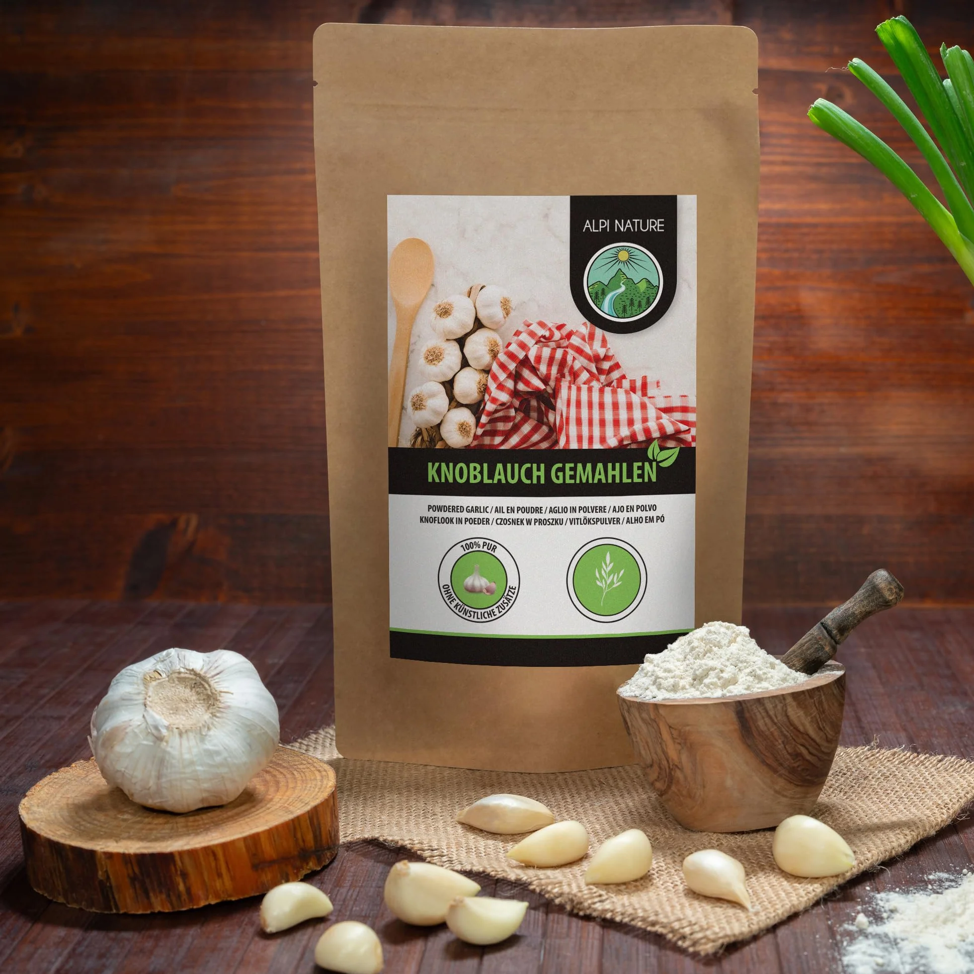 Czosnek w proszku (250 g), mielony czosnek, 100% naturalny, z delikatnie wysuszonego czosnku, naturalny, bez dodatków, wegański