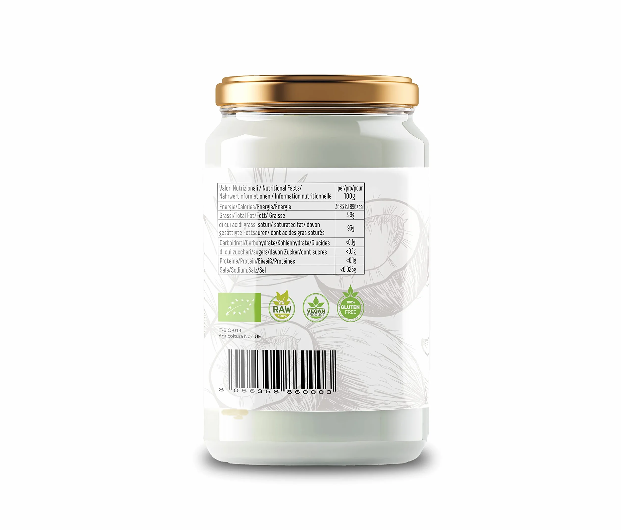 Family Foods Organic Extra Virgin Surowy olej kokosowy szklany słoik 500 g