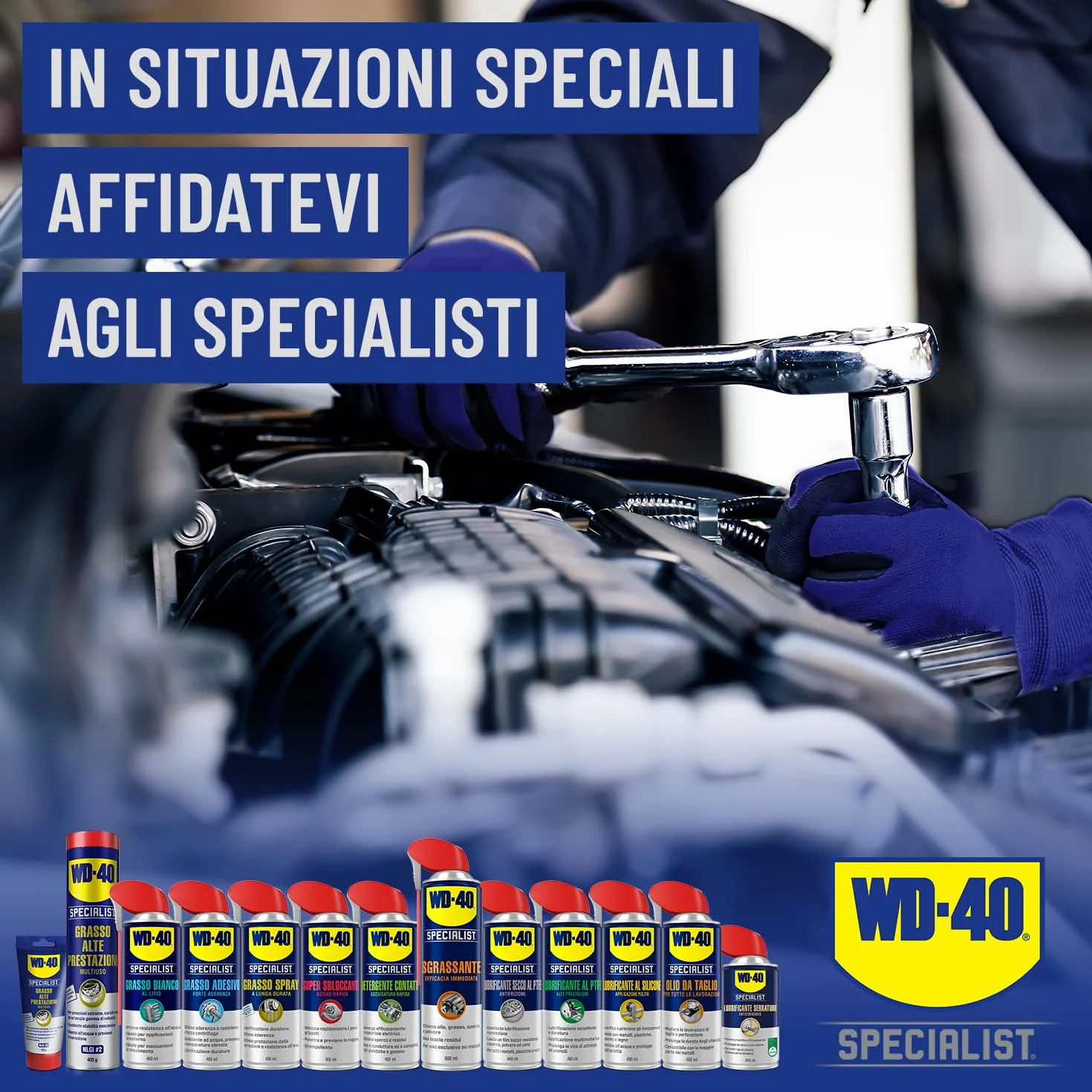 WD-40 - Specjalista – smar w sprayu – długotrwały środek smarny – optymalna przyczepność i szczelność – wysoka odporność na wodę, korozję i temperaturę (-20°C do +115°C) – do wszystkich metali – 400