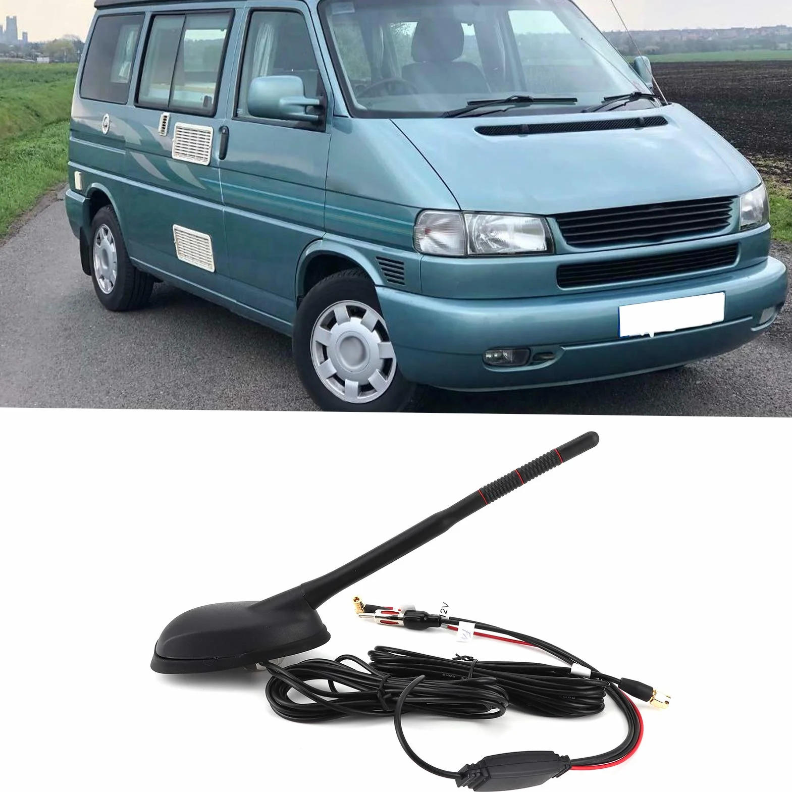 Antena Samochodowa DAB+GPS+FM Antena Samochodowa Radio Cyfrowe Kombinowana Antena Dachowa FM/AM ze Wzmacniaczem Wzmacniacz Sygnału Adapter SMB DIN z Przedłużaczem 5m do Radia
