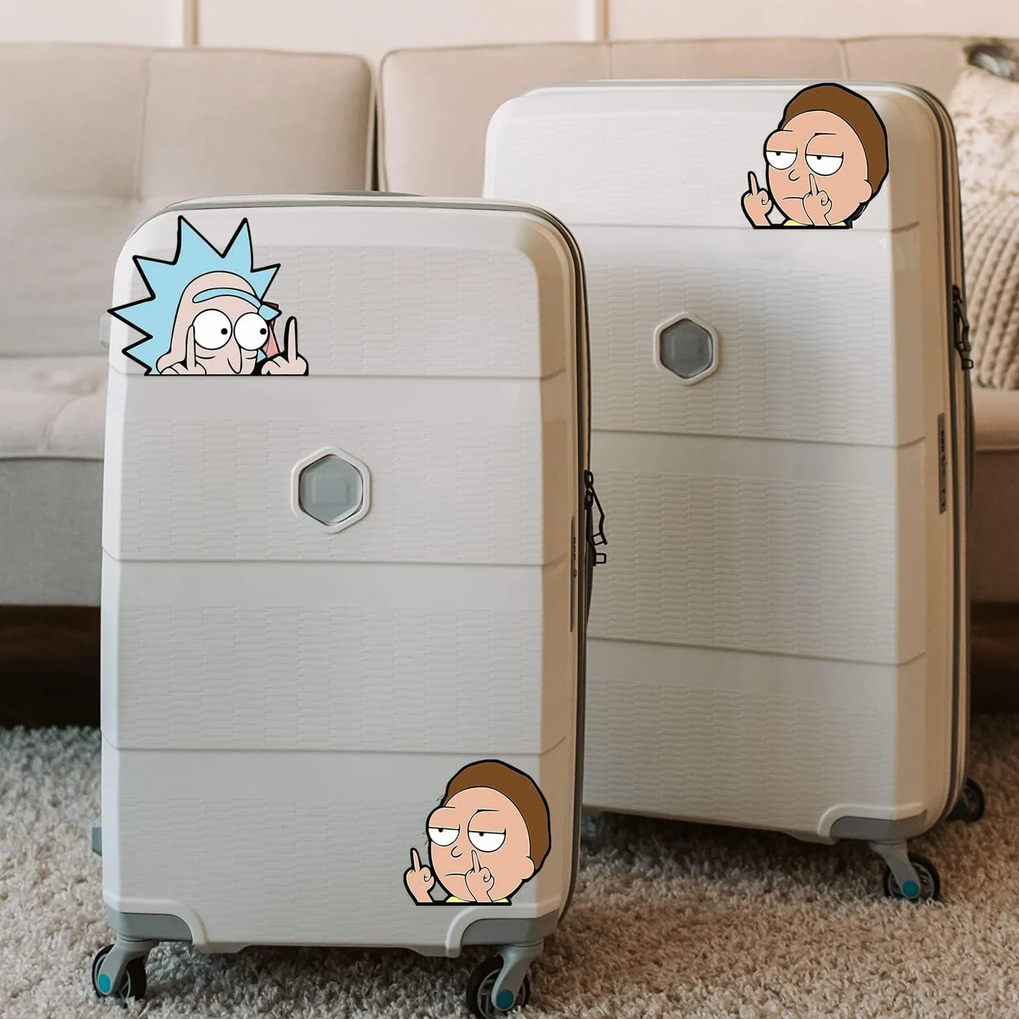 4 szt. Odblaskowe naklejki samochodowe Rick and Morty, naklejki samochodowe, naklejki samochodowe, naklejki motocyklowe, Auto Aufkleber Lustige do samochodów, notebooków, okien itp