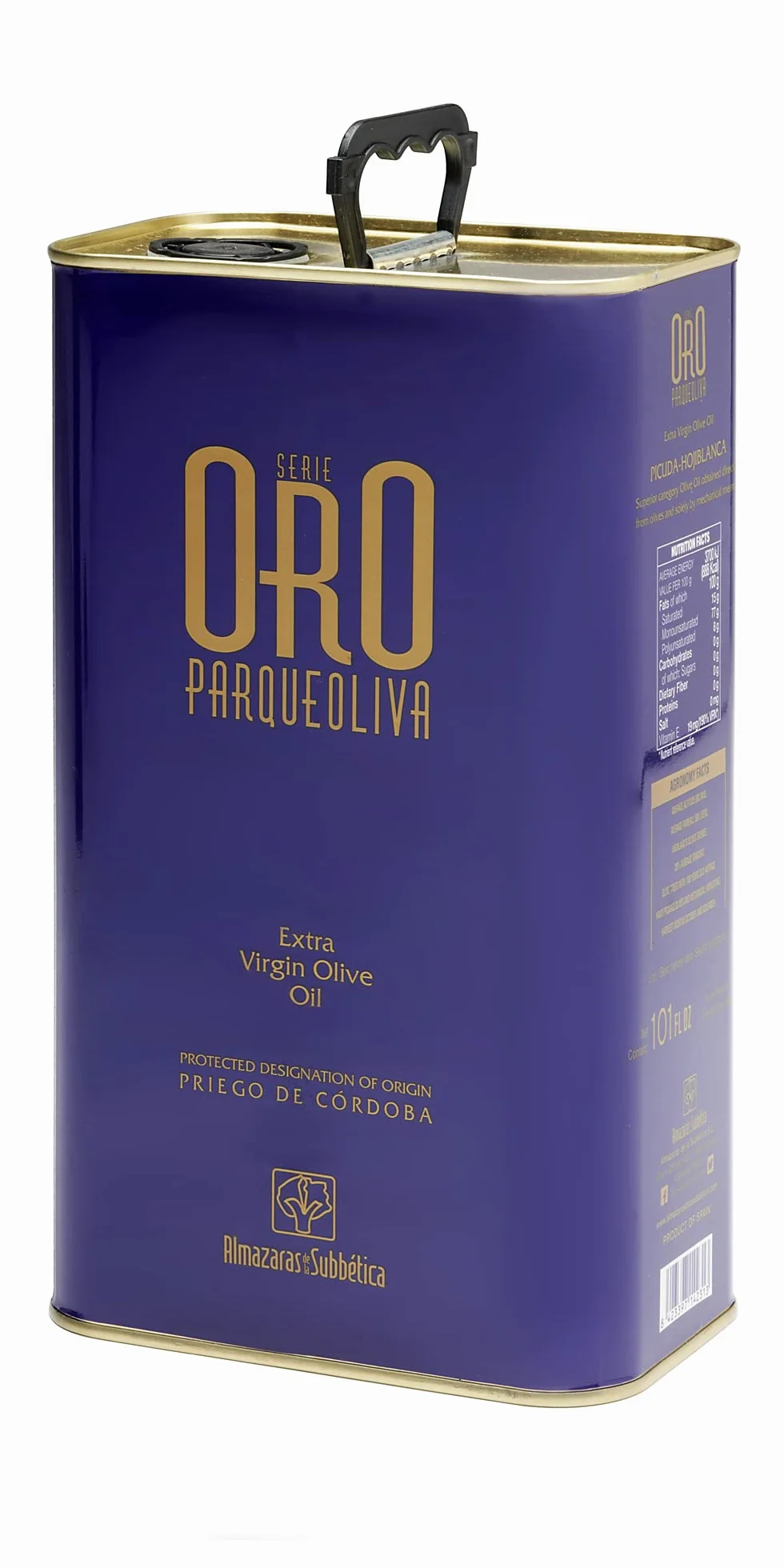 PARQUEOLIVA SERIE ORO - Hiszpańska oliwa z oliwek extra virgin - (odmiany Picuda i Hojiblanca) - puszka 3 litry