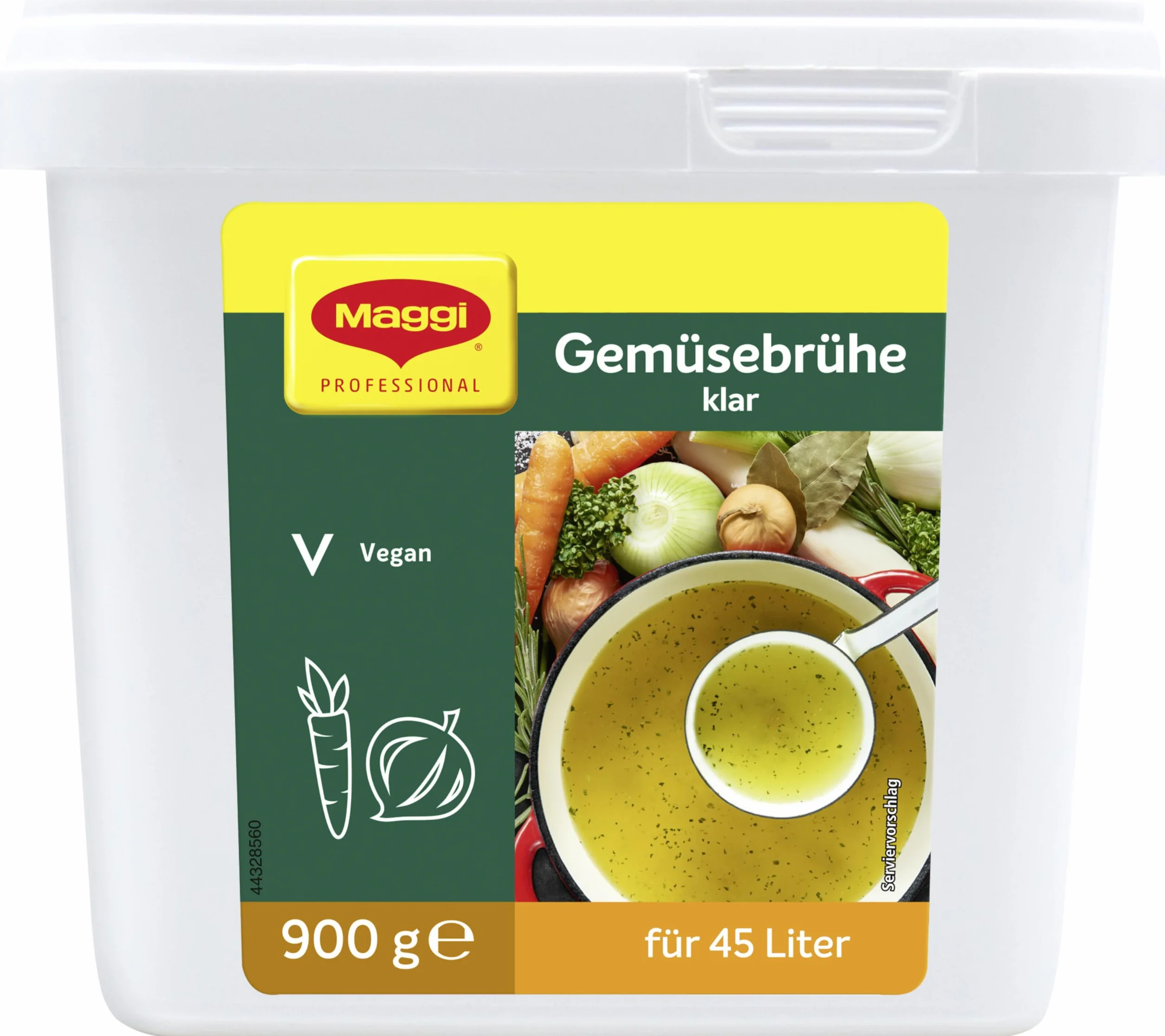 MAGGI Profesjonalny przezroczysty bulion warzywny, wegański, wydajność 45 l, 1 opakowanie (1 x 900 g GastroBox)