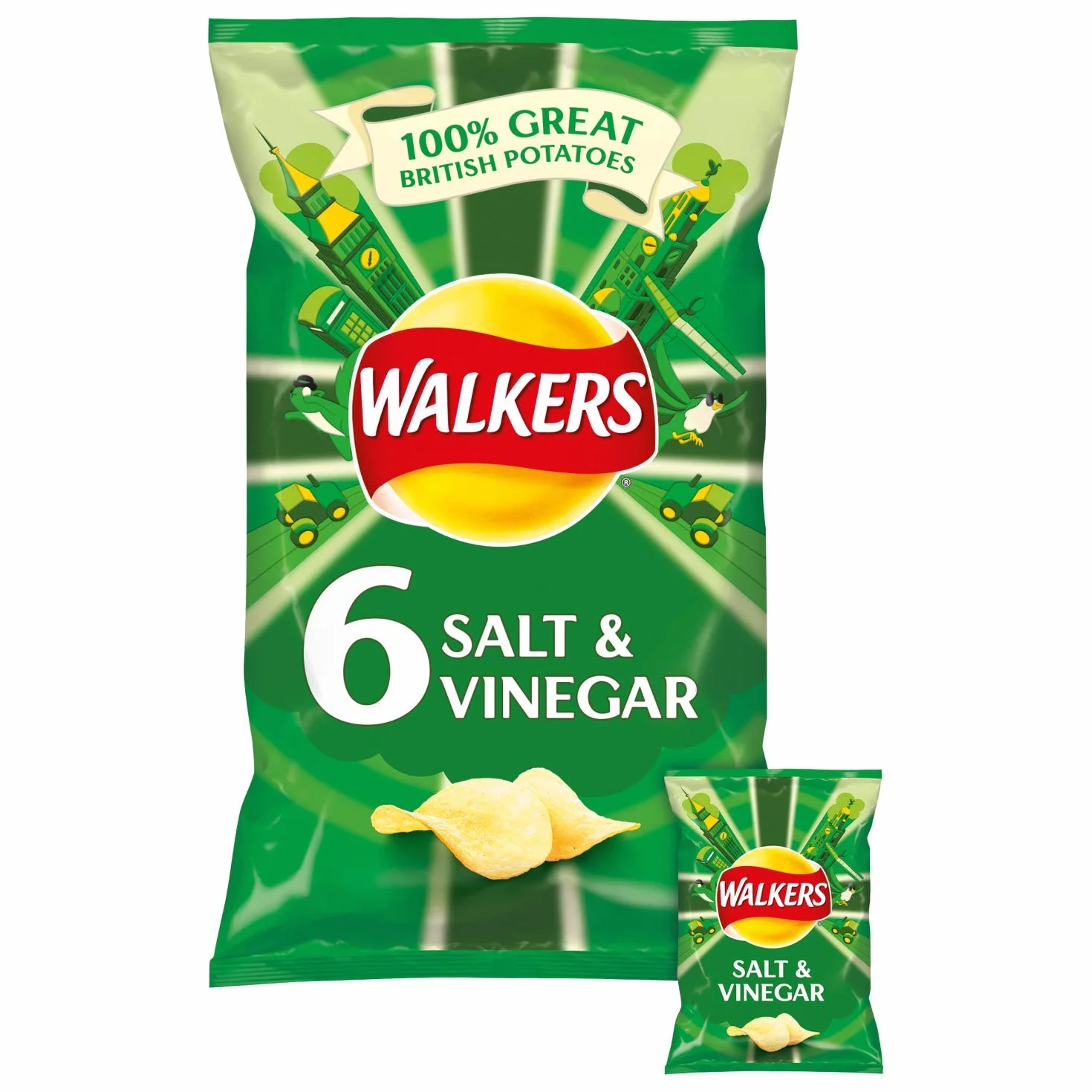 Walkers Salt & Vinegar 6 x 25 g Chipsy