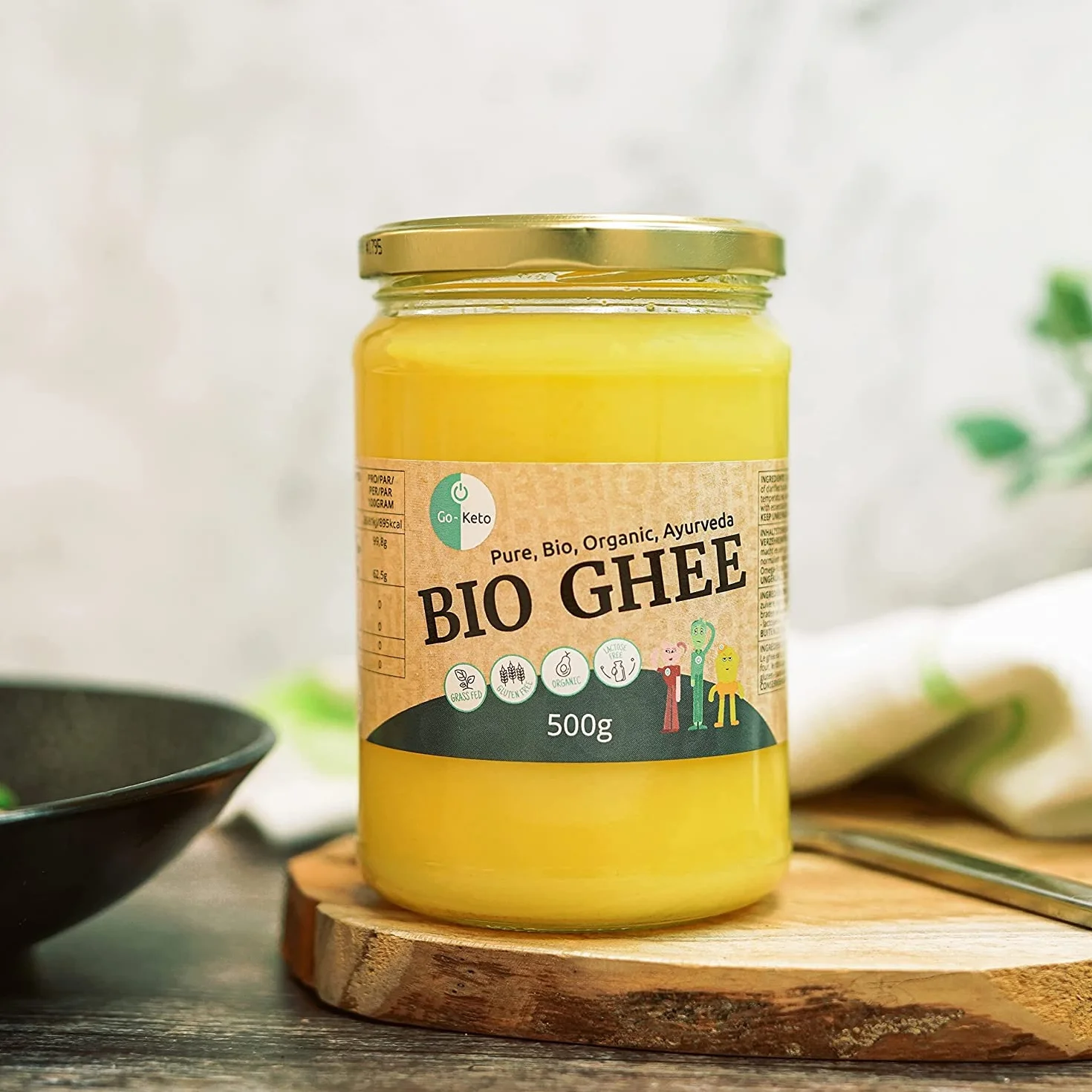 Go-Keto BIO Ghee, 500g | 100% masło klarowane, certyfikat BIO, Ayurveda | idealne dla diety keto | idealne do pieczenia i smażenia | bez laktozy, bez glutenu, low carb