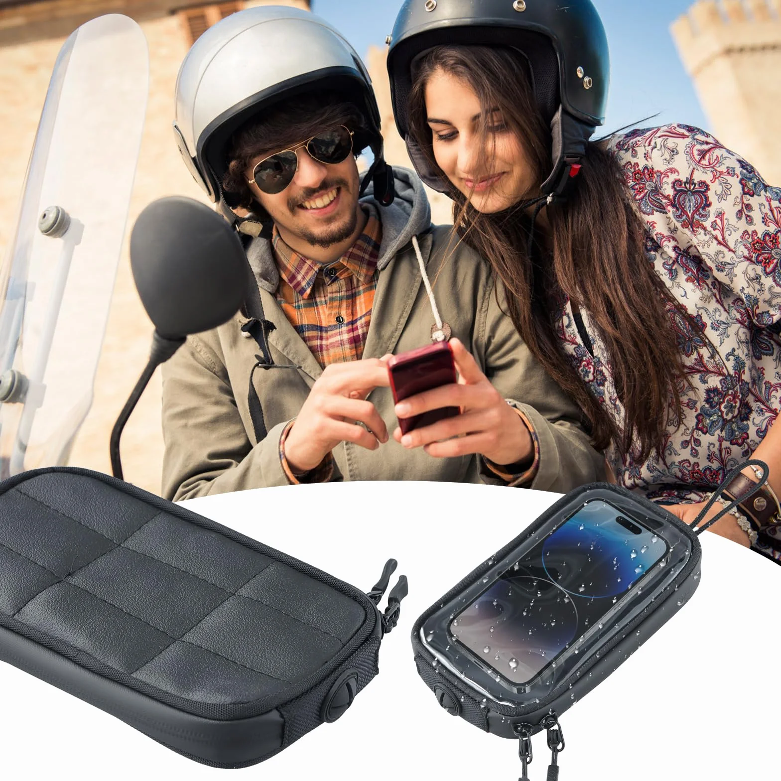 Uniwersalna torba na zbiornik dla motocykla z magnetycznym uchwytem dla telefonu i przezroczystym okienkiem