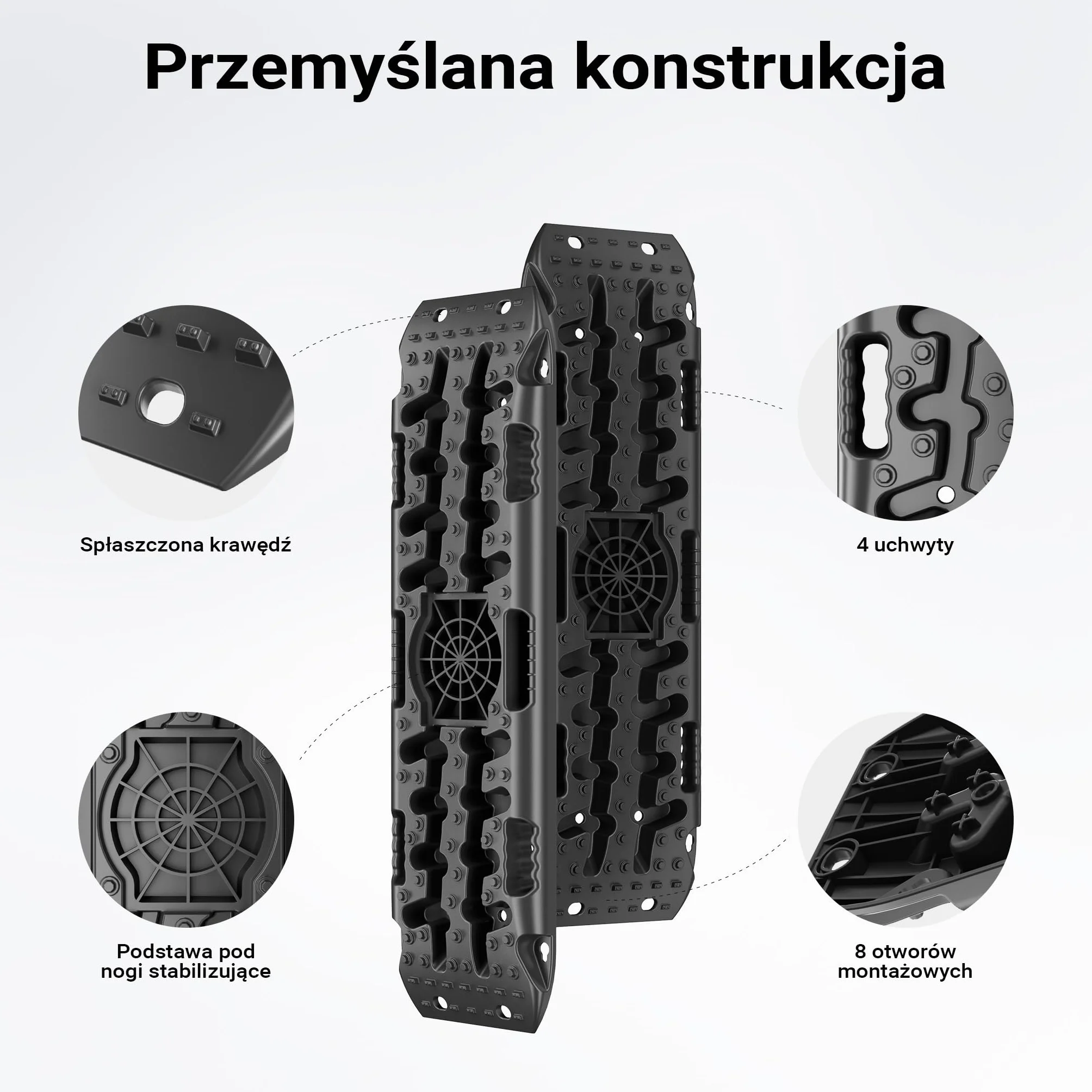Wiltec Trapy piaskowe 1063 x 298 x 66 mm 2 szt do 10 t nośności czarne z torbą transportową