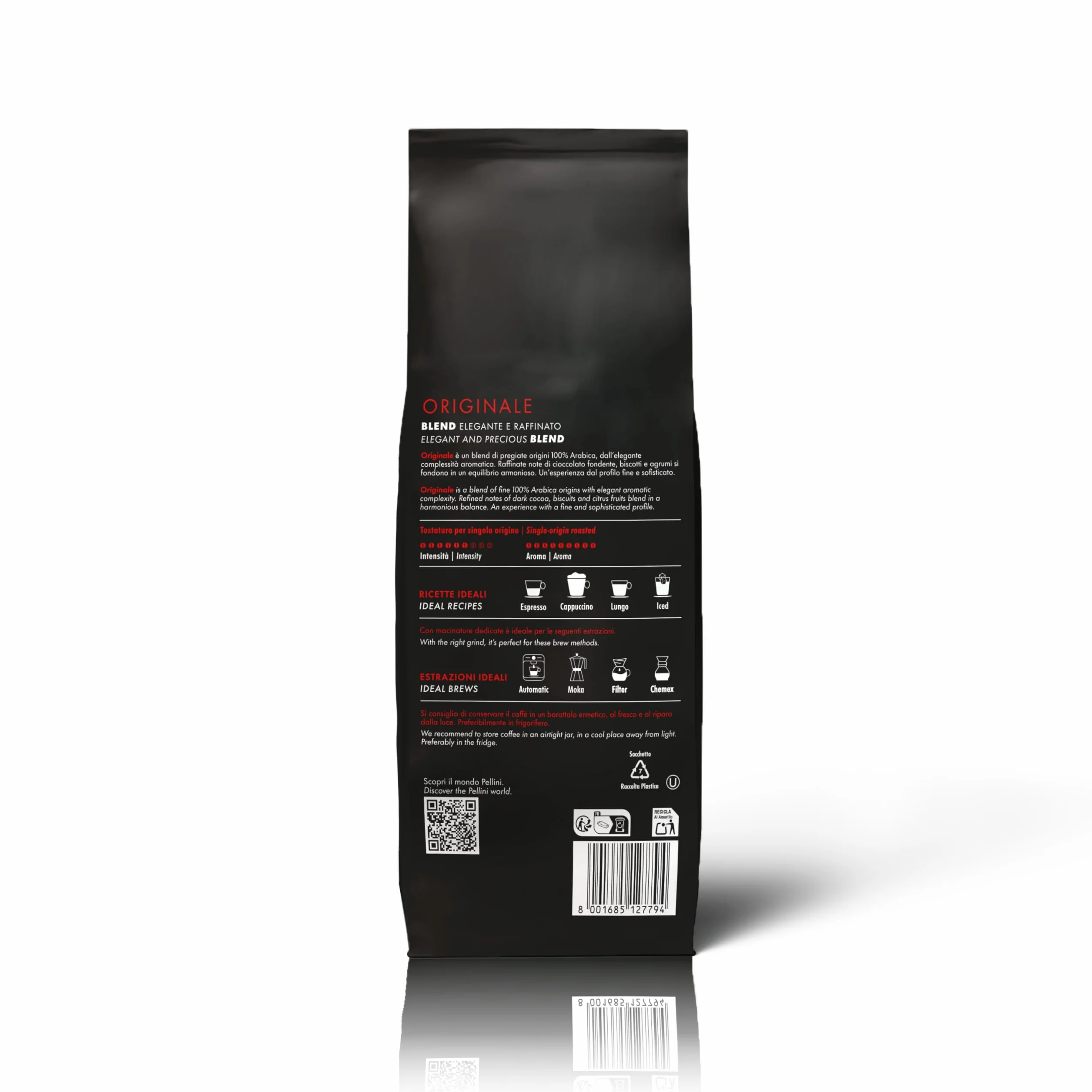 Pellini Caffè SpA TOP Kawa Palona w Ziarnach 100% Arabica, Gorzki Smak i Delikatne Palenie, do Espresso Opakowanie 500 G