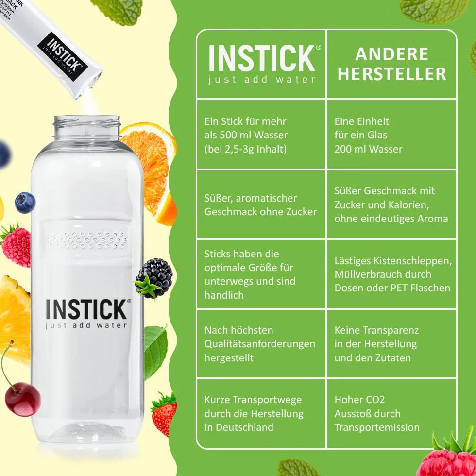 Instick napój bezcukrowy pomarańczowy 12 x 0,5 l proszek wegański niskokaloryczny z witaminą C