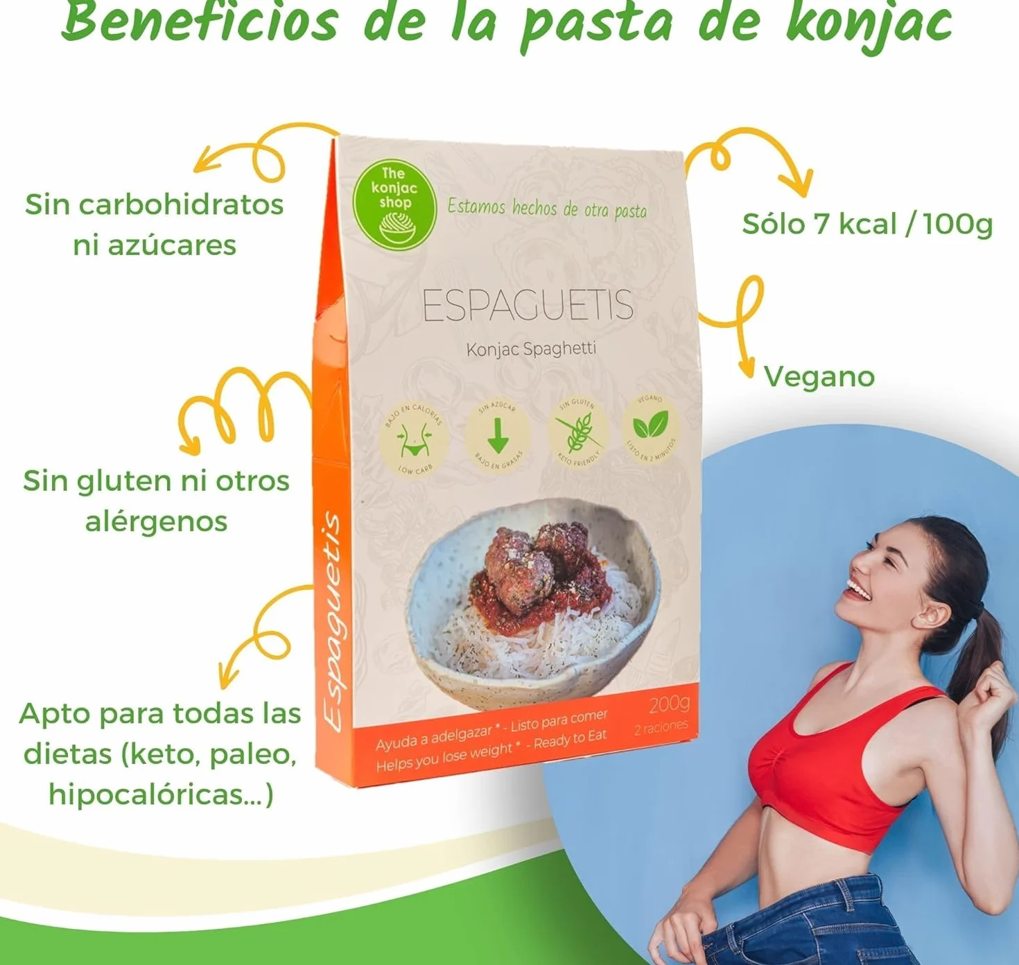 Makaron Shirataki Konjac Spaghetti 200g Bezglutenowy Wegański Opakowanie 5 sztuk