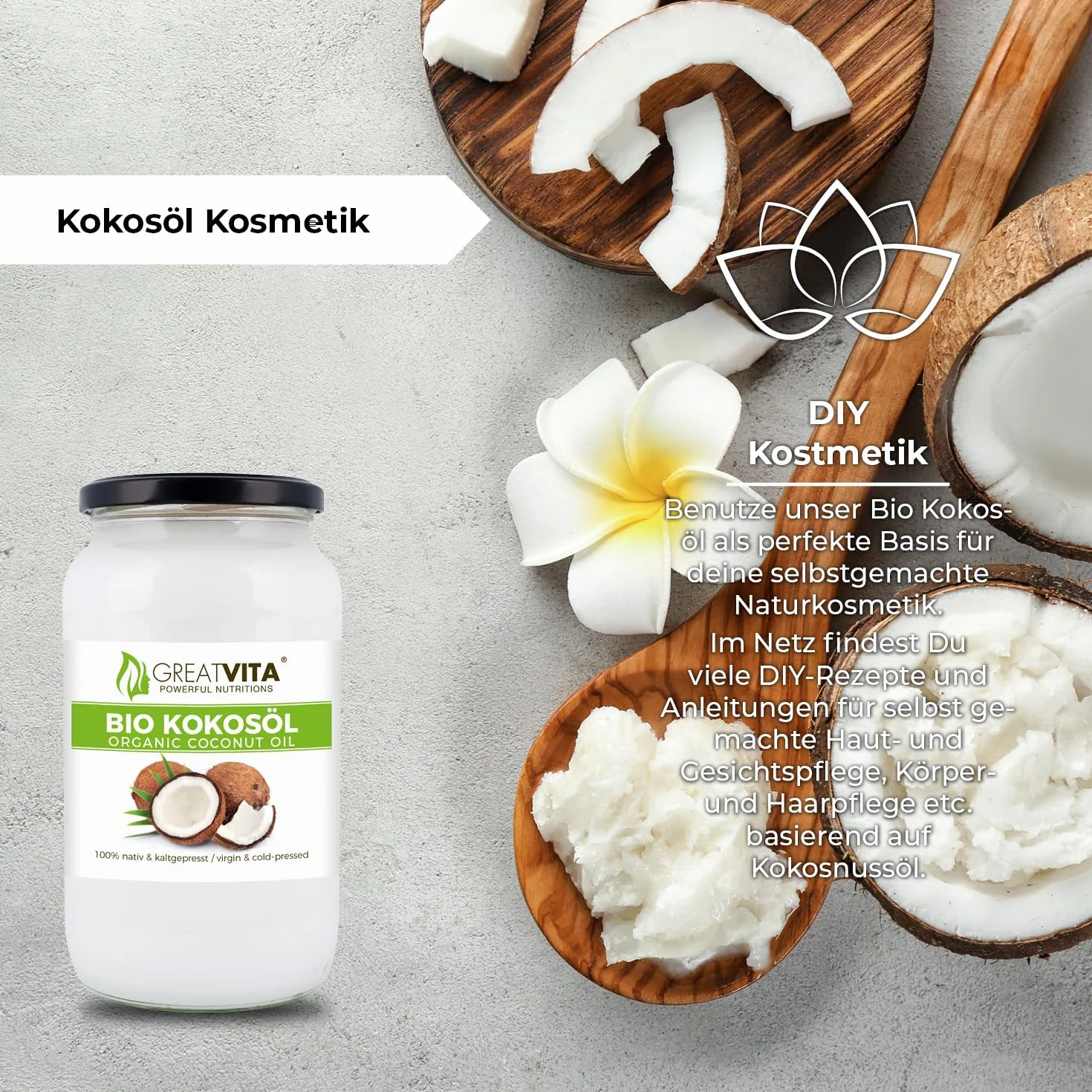 MeaVita Bio olej kokosowy, natywny, 2 sztuki (2 x 1000 ml)