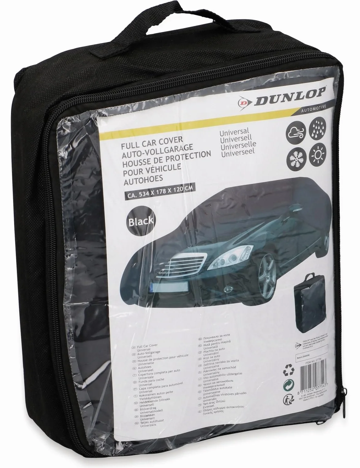Dunlop pokrowiec samochodowy - uniwersalny - 534 x 178 x 120 cm - czarny