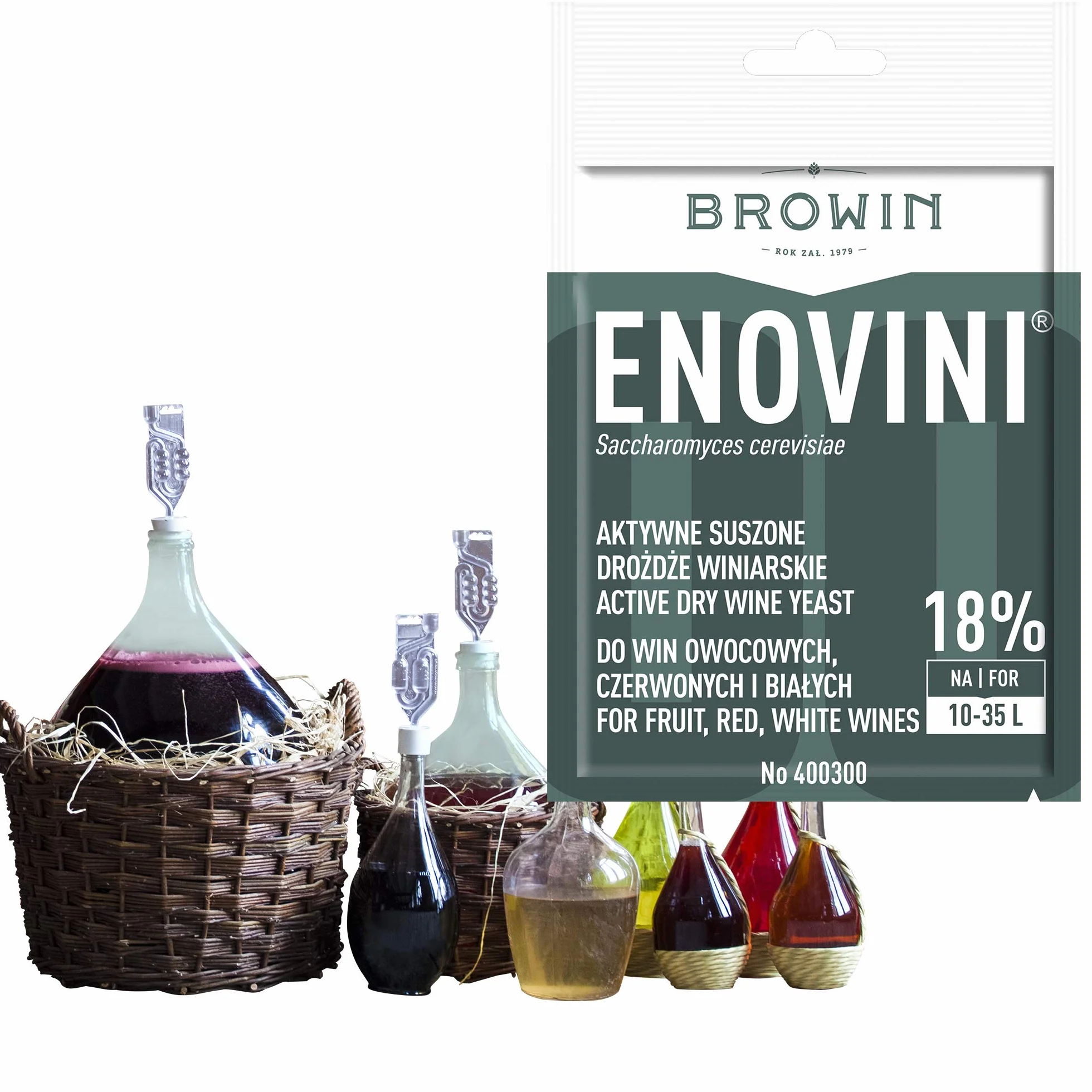 Browin 400300 Drożdże winiarskie Enovini na 10-35 L nastawu, do win mocnych i klarownych do 18% alkoholu 7g
