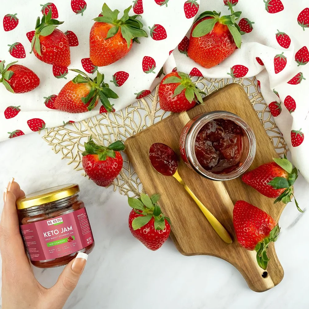 Keto Keto Jam – Very Strawberry 200g dżem niskowęglowodanowy, przyjazny dla keto, wegański, bezglutenowy, naturalny i całkowicie bezcukrowy