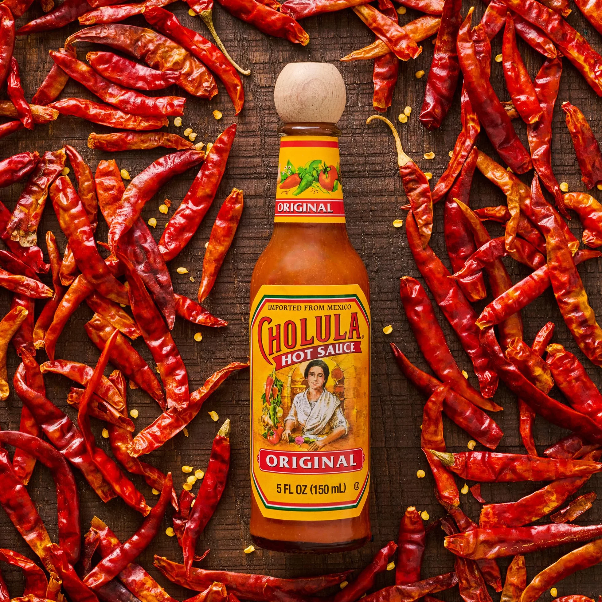 Cholula Oryginalny gorący sos z drewnianą nakładką, 5 oz