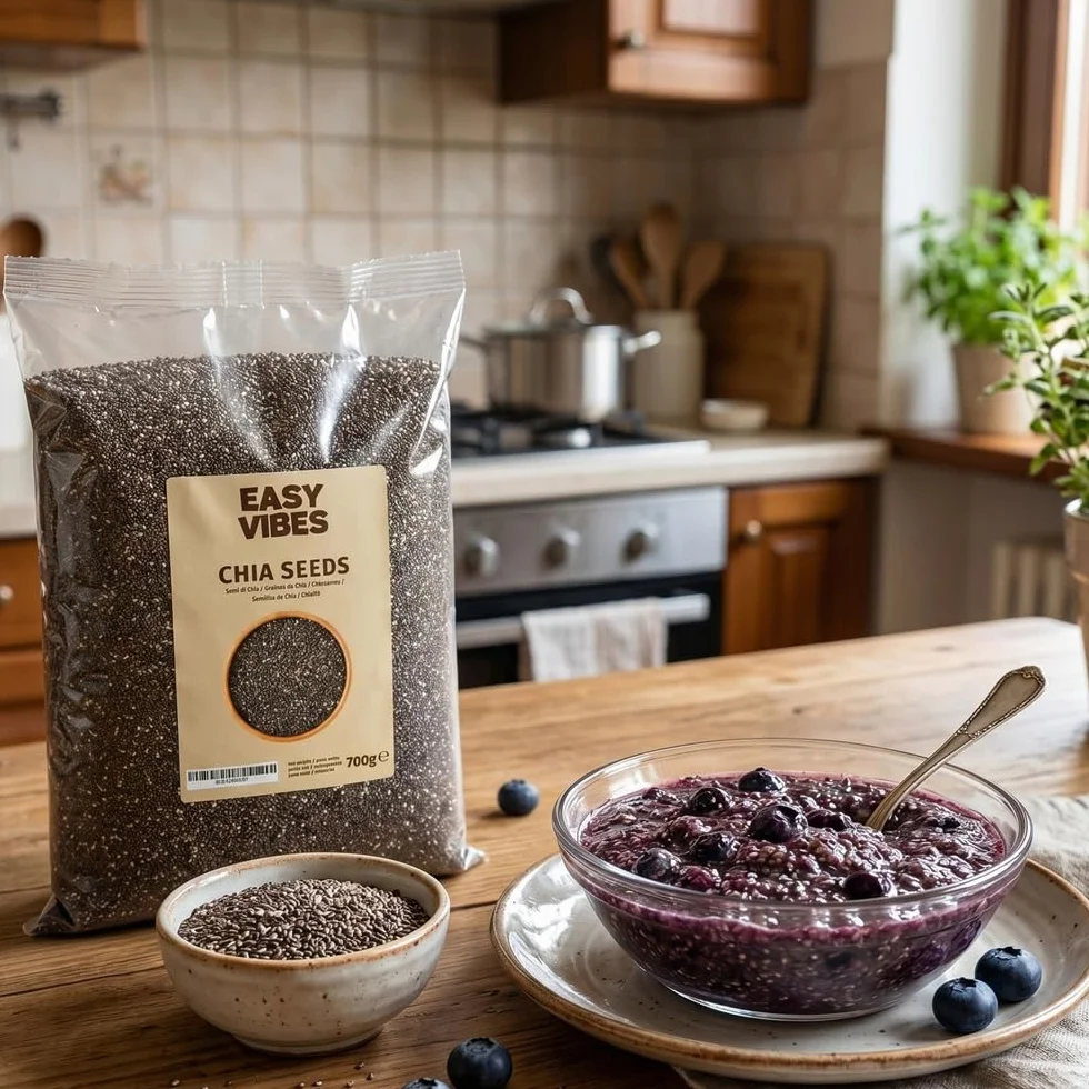 Easy Vibes - Naturalne Nasiona Chia (700g) | Idealne do Musli, Sałatek lub wzbogacania wypieków