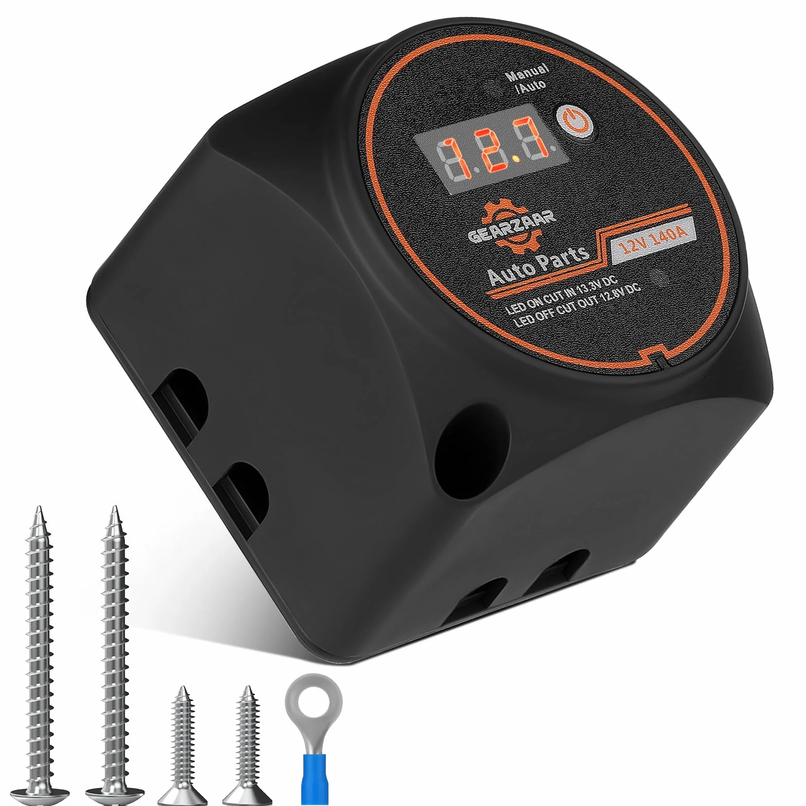 GEARMONSTER 12 V/140 A BSR w pełni automatyczny przekaźnik odłączający do akumulatora z wyświetlaczem LCD, przekaźnikiem do ładowania samochodów kempingowych, wrażliwych na napięcie, VSR Dual Battery