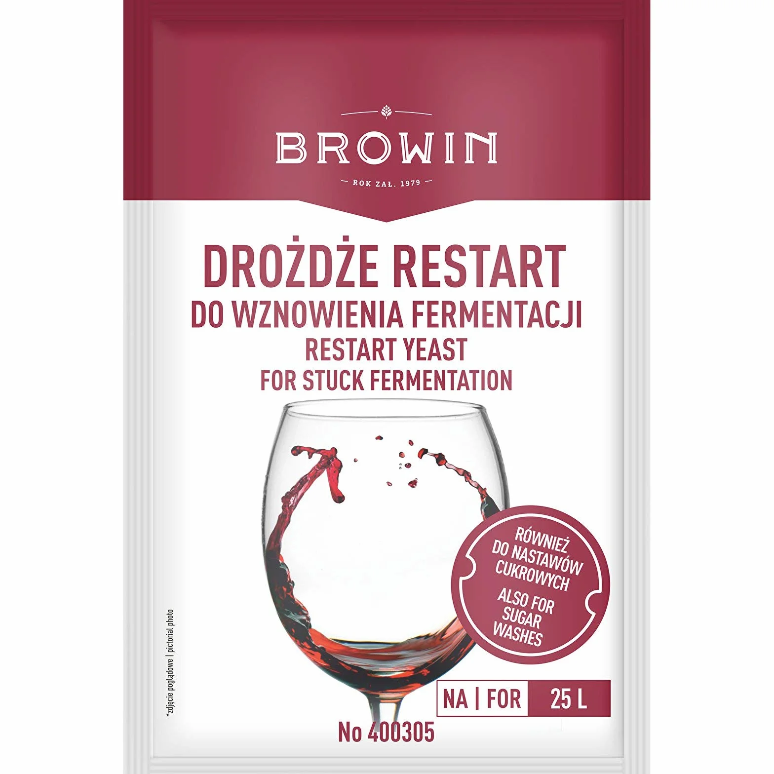 Browin drożdże restartowe 22 g na 25 l do wina Re-Ferment