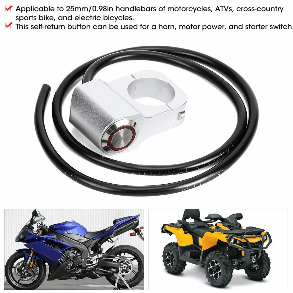 Przełącznik Kierownica Motocykl 25Mm,Przełączniki Powersports,25 Mm/0.98 Wodoodporny Stalowe Reflektory Kierownica Rowerowa Srebrny