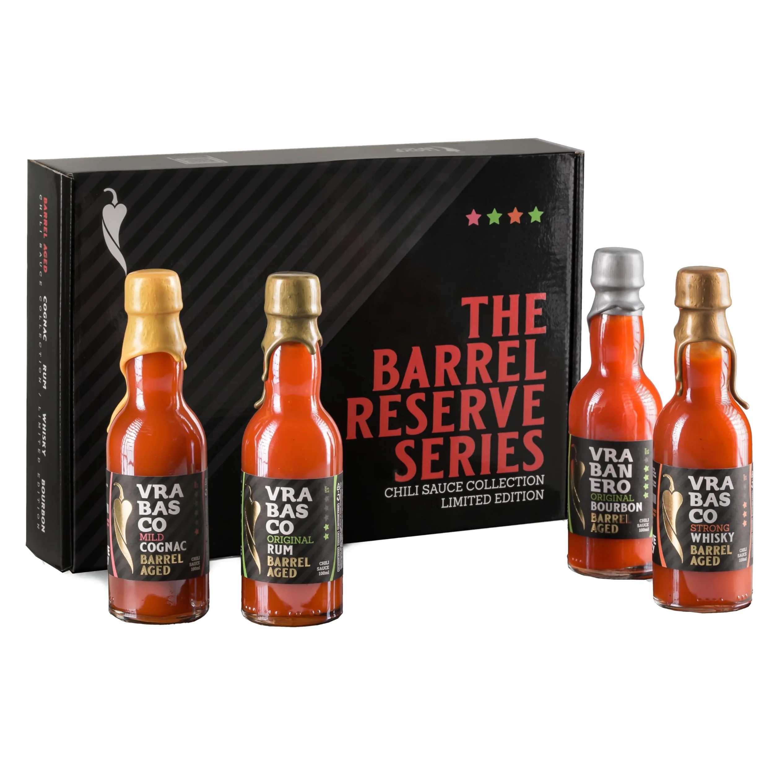 I LOVE SPICY The Barrel Reserve Series – Zestaw 4 Sosów Dojrzewających w Beczkach – Limitowana Edycja – Ręcznie Wykonane w Chorwacji – Prezent Gourmet dla Fanów Grilla i Ostrego Smaku