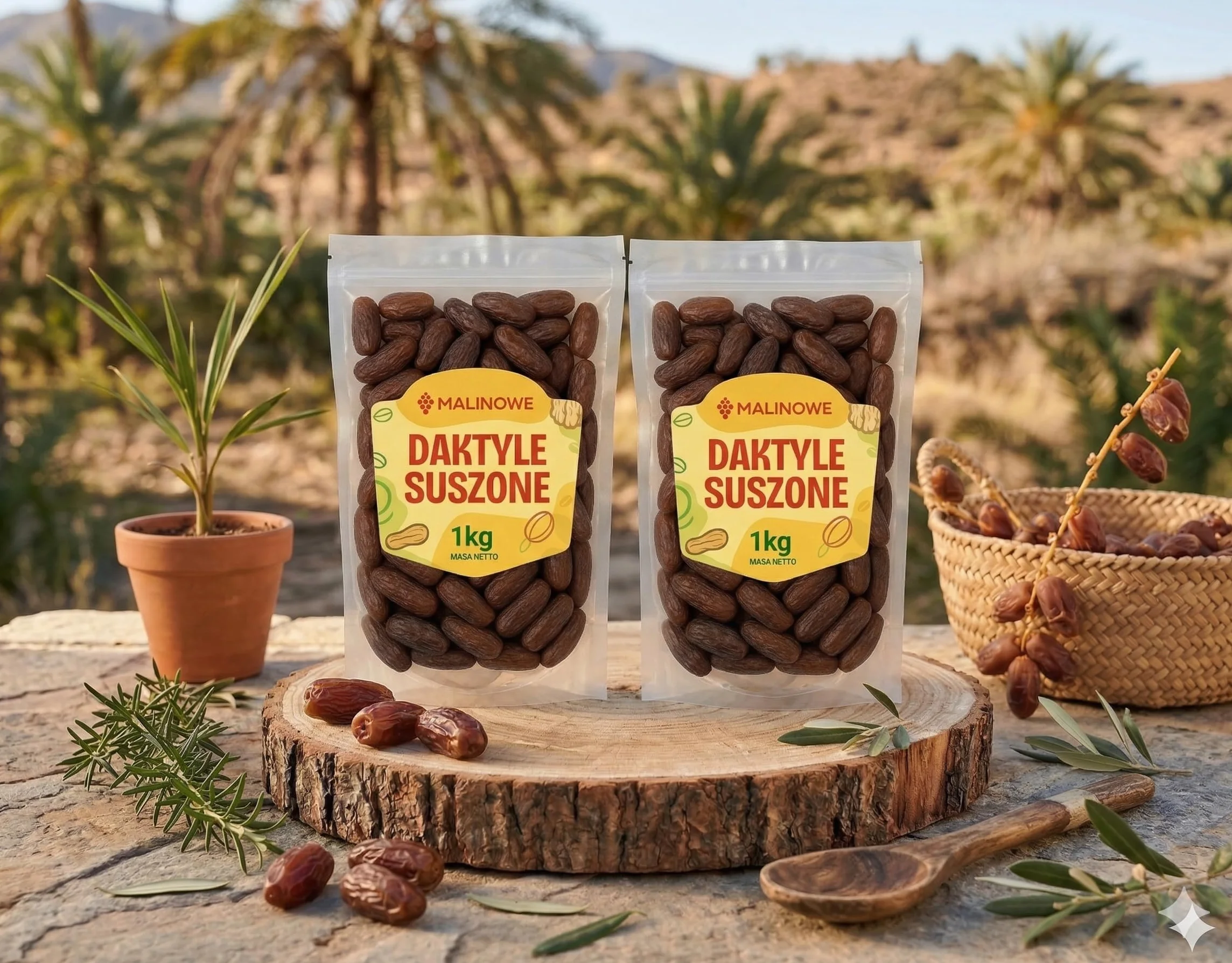Malinowe Daktyle Suszone 2x1kg Zestaw Bez Pestek