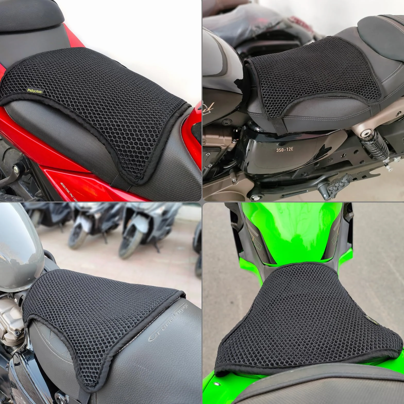 Dwuwarstwowy Pokrowiec na Siodełko Motocykla, Uniwersalna Oddychająca Poduszka na Siodełko Motocykla, Wentylowana, Antypoślizgowa Osłona Przeciwsłoneczna Siodełka Motocykla