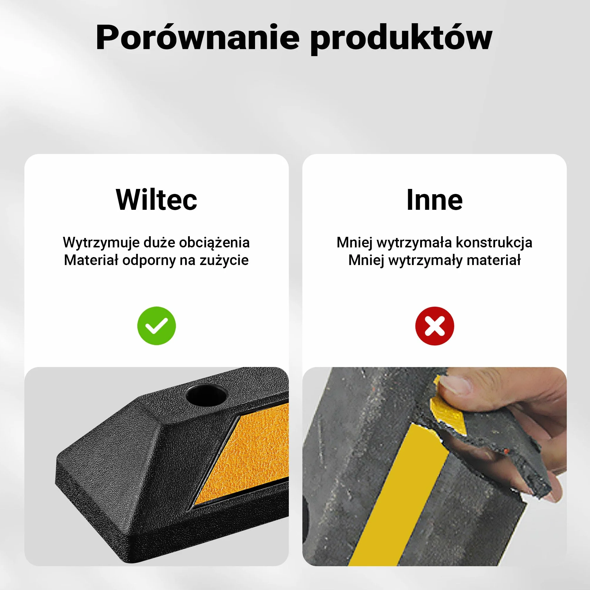 Wiltec Ogranicznik parkingowy 2 szt. 120 x 15 x 10 cm czarny z żółtą taśmą odblaskową
