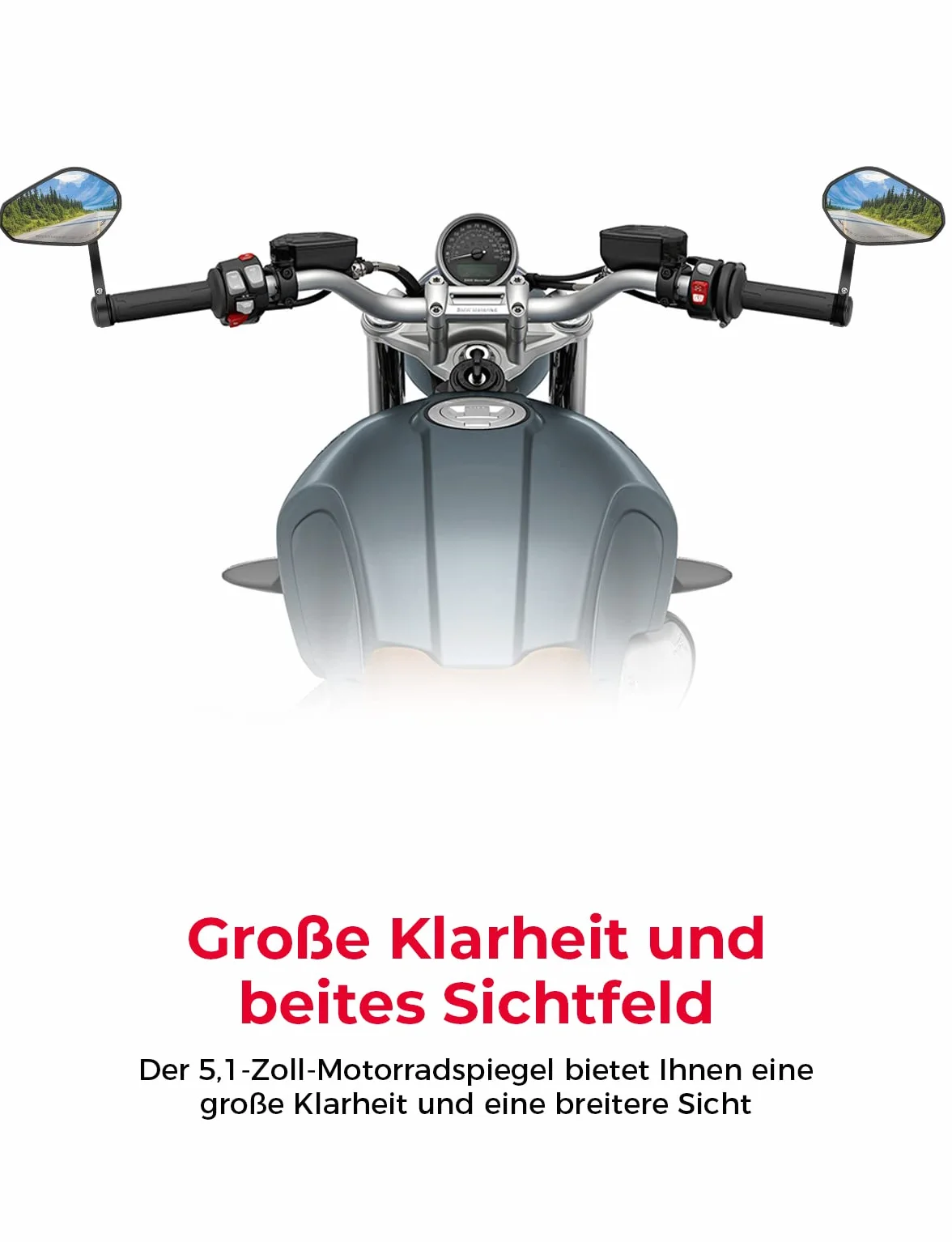 KEMIMOTO Lusterka końcówek kierownicy motocykla, 2 sztuki lusterka motocyklowe lusterka wsteczne z homologacją E, obrotowe lusterka kierownicy 360°, lusterka boczne 7/8" 22mm kompatybilne ze skuterem