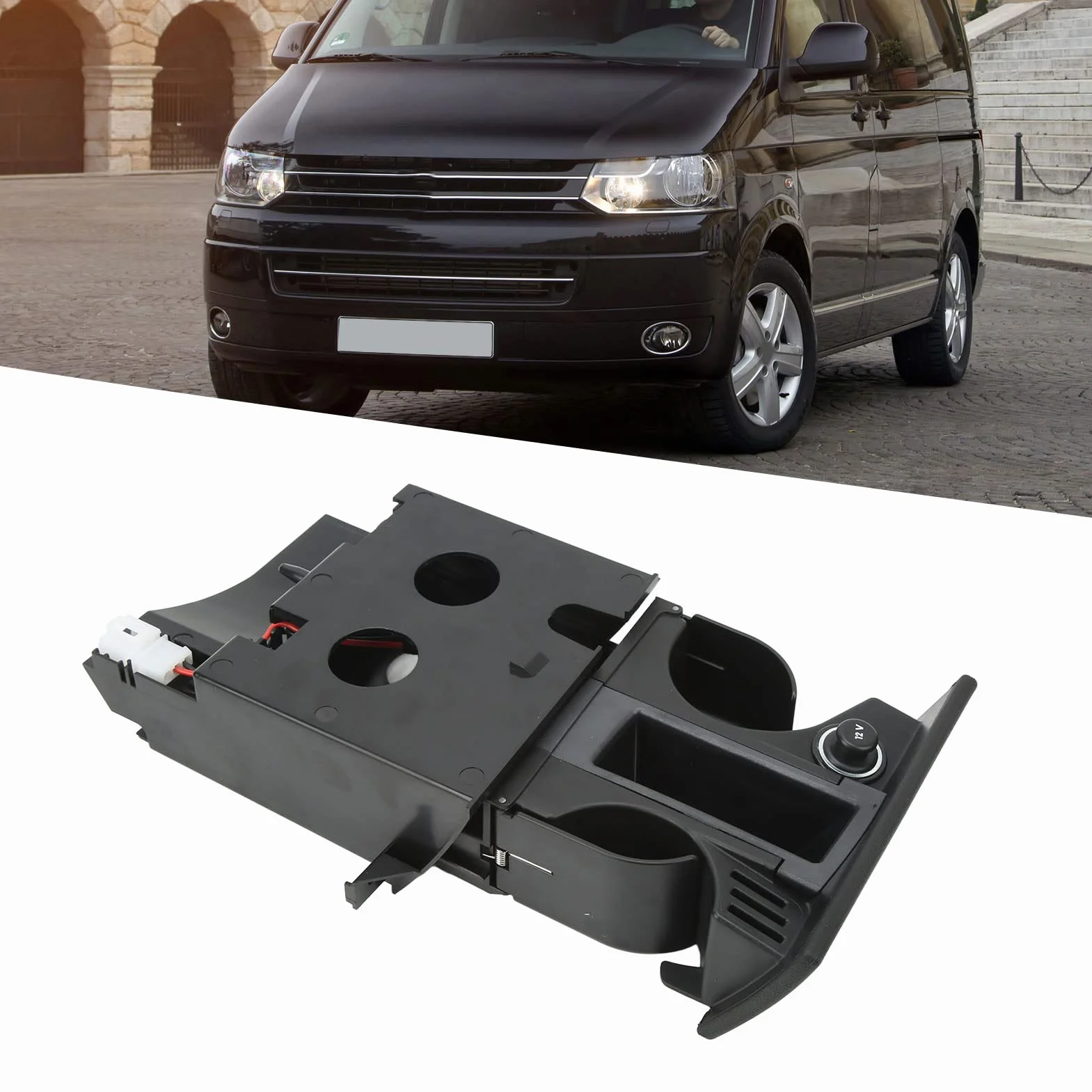 Popielniczka Samochodowa Kubek Uchwyt na Monety 7H2858601 Kubek Uchwyt na Napoje Wkładka do 2009-2015 do Campmobil-T5 2009-2010 Popielniczka Zapalniczka Wymiana