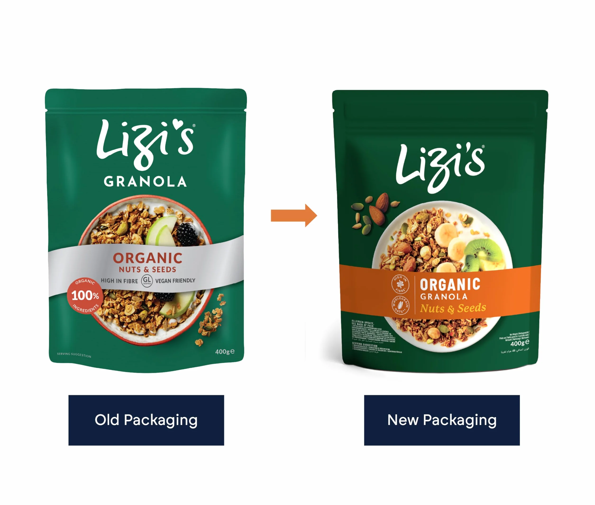 Lizis Organic Granola, Bio Granola, musli, śniadanie, 400 g | GB-ORG-05