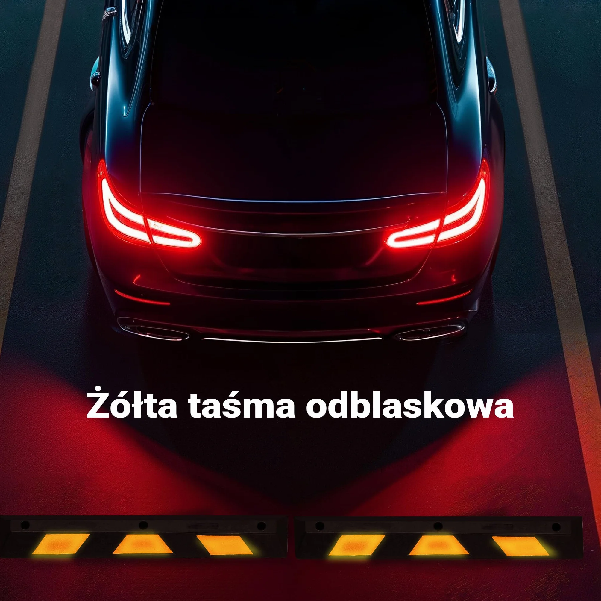 Wiltec Ogranicznik parkingowy 2 szt. 120 x 15 x 10 cm czarny z żółtą taśmą odblaskową