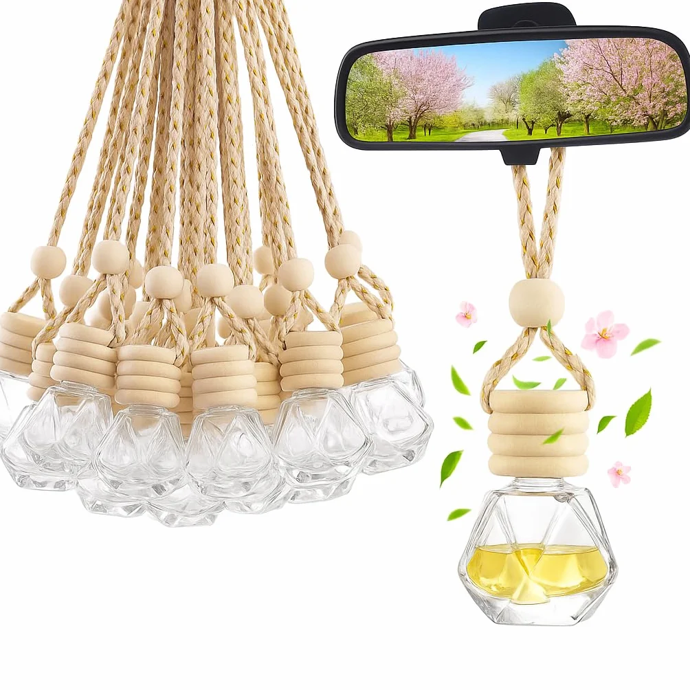 Puste butelki do perfum samochodowych 8 ml – zawieszki do olejków eterycznych, odświeżacze powietrza DIY