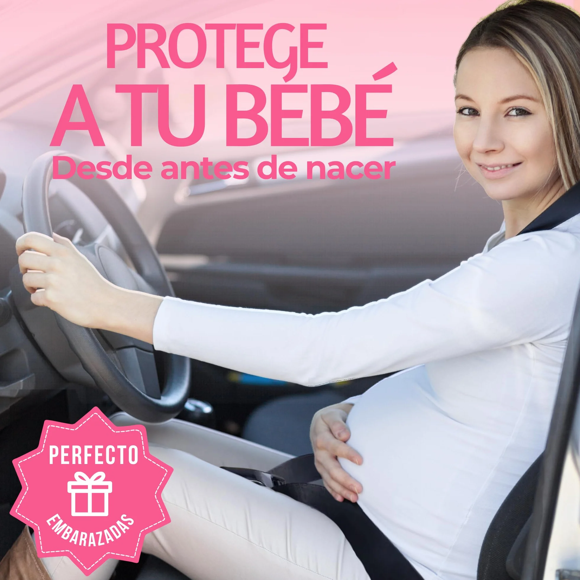 Maname® Pas ciążowy z homologacją samochodu ciężarnego. Adapter pasa ciążowego - Prezenty w ciąży - Pas w ciąży chroni Twoje dziecko w samochodzie przed wstrząsami, naciskiem i ryzykiem